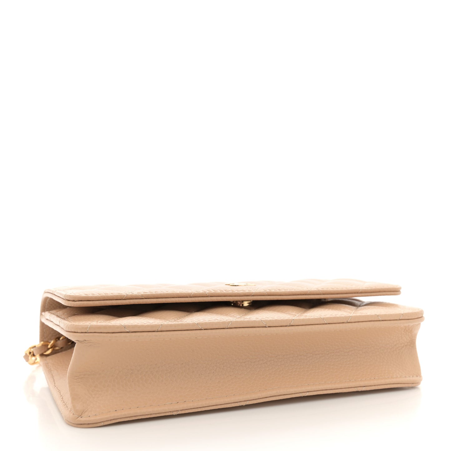 Caviar Quilted Wallet on Chain WOC Beige
