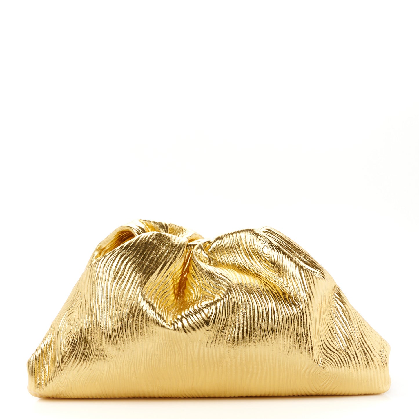 Metallic Bark Calfskin Embossed The Pouch Oversized Clutch Oro
