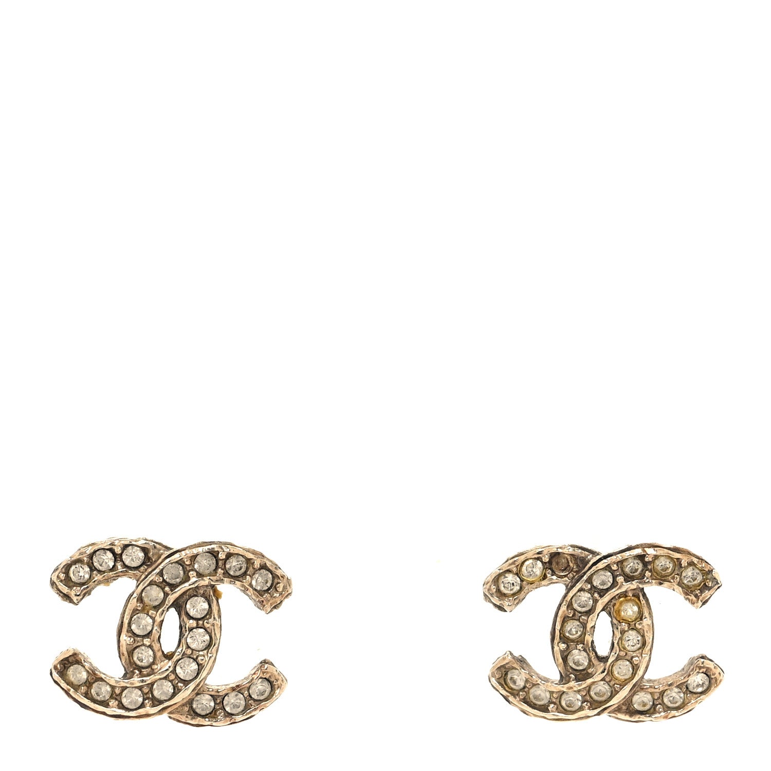 Chanel Crystal Mini Timeless CC Earrings Gold 1 of 6