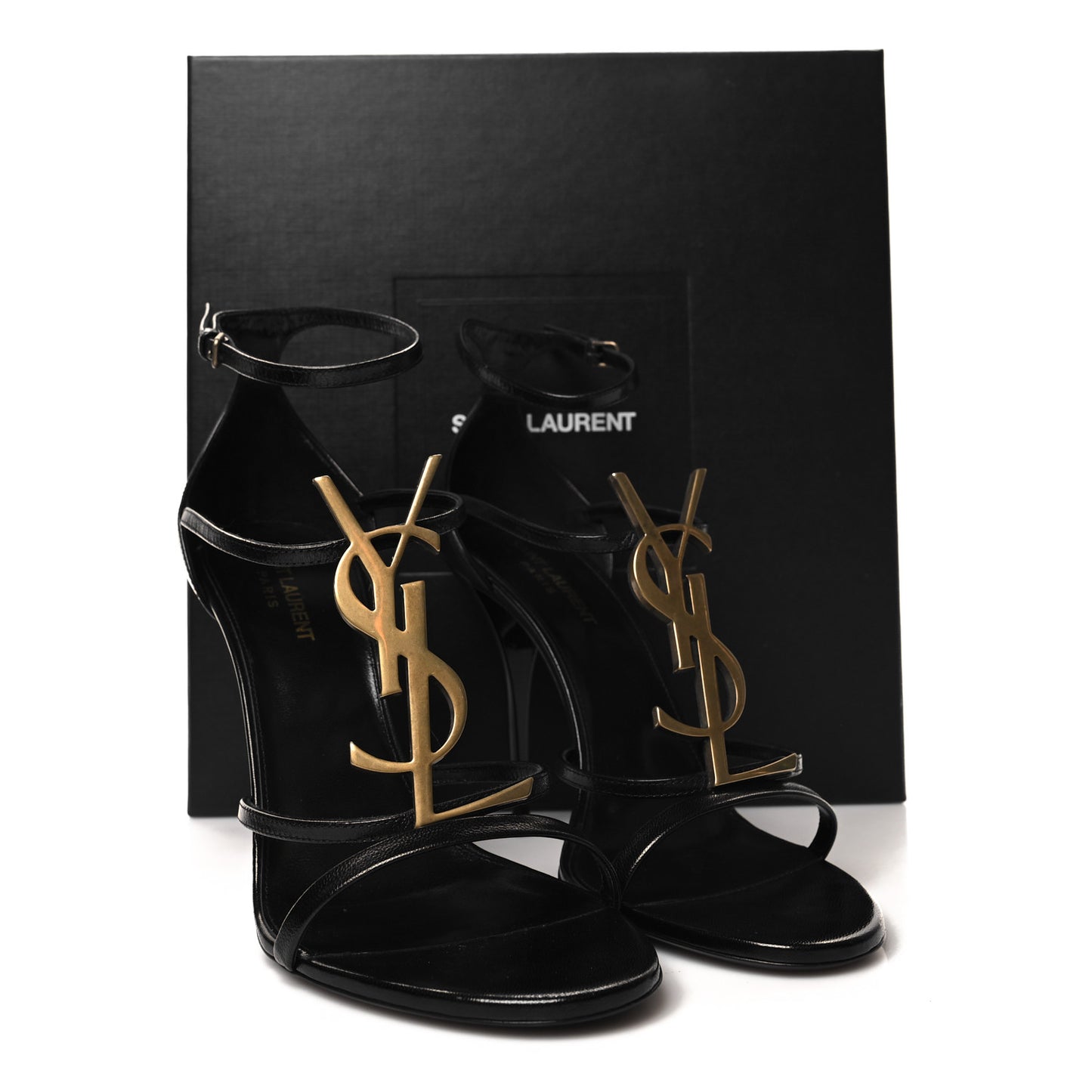 Calfskin Cassandra 100 Ankle Strap Sandals 41 Black Gold