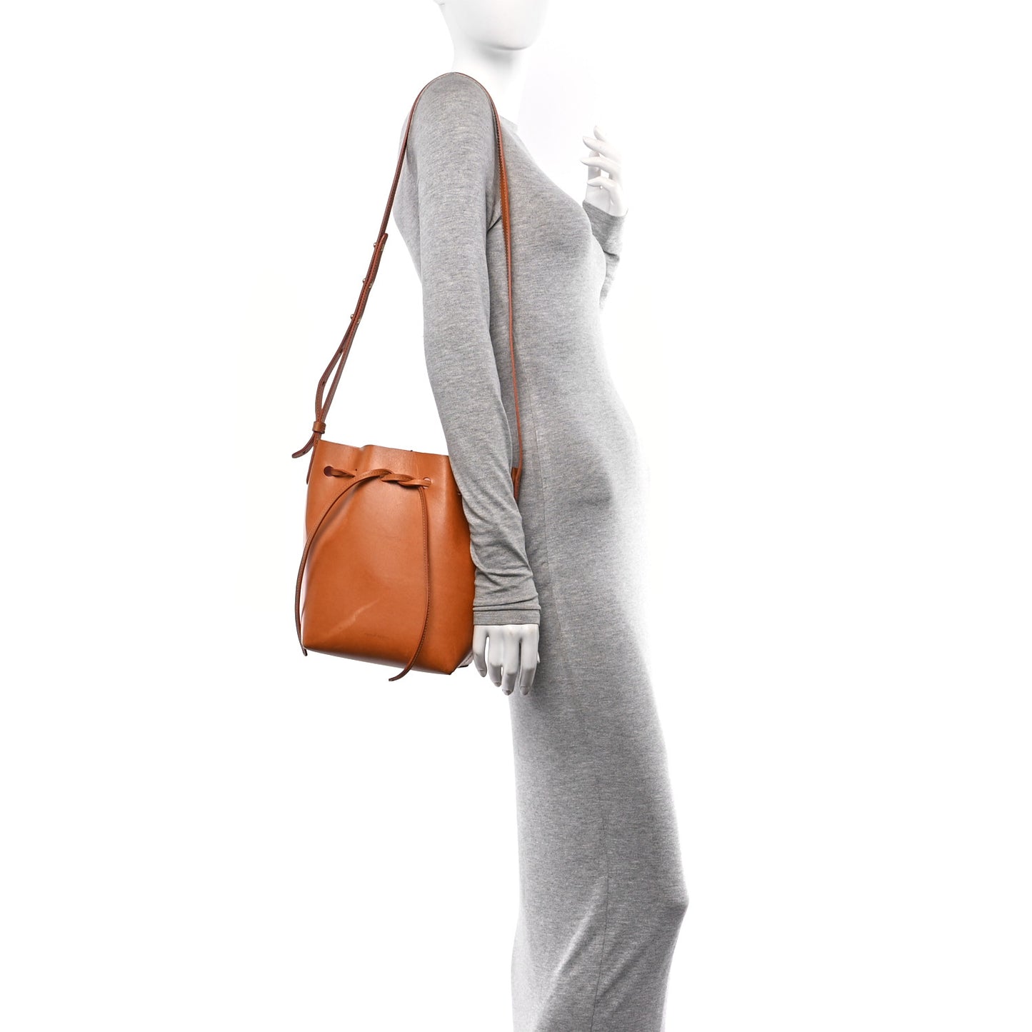 Vegetable Tanned Calfskin Mini Bucket Bag Cammello Rosa