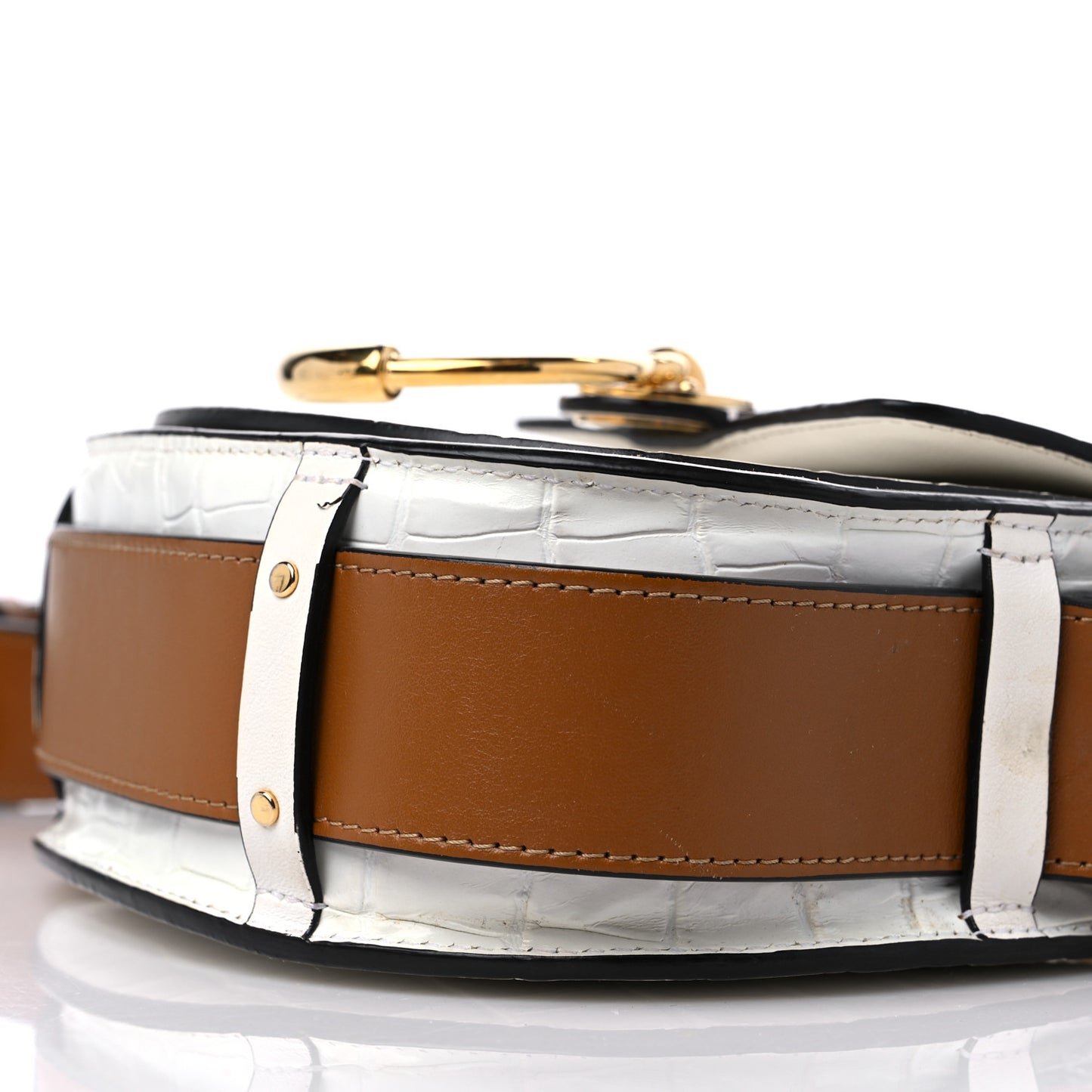 Calfskin Crocodile Embossed Small Tess Bag Brilliant White