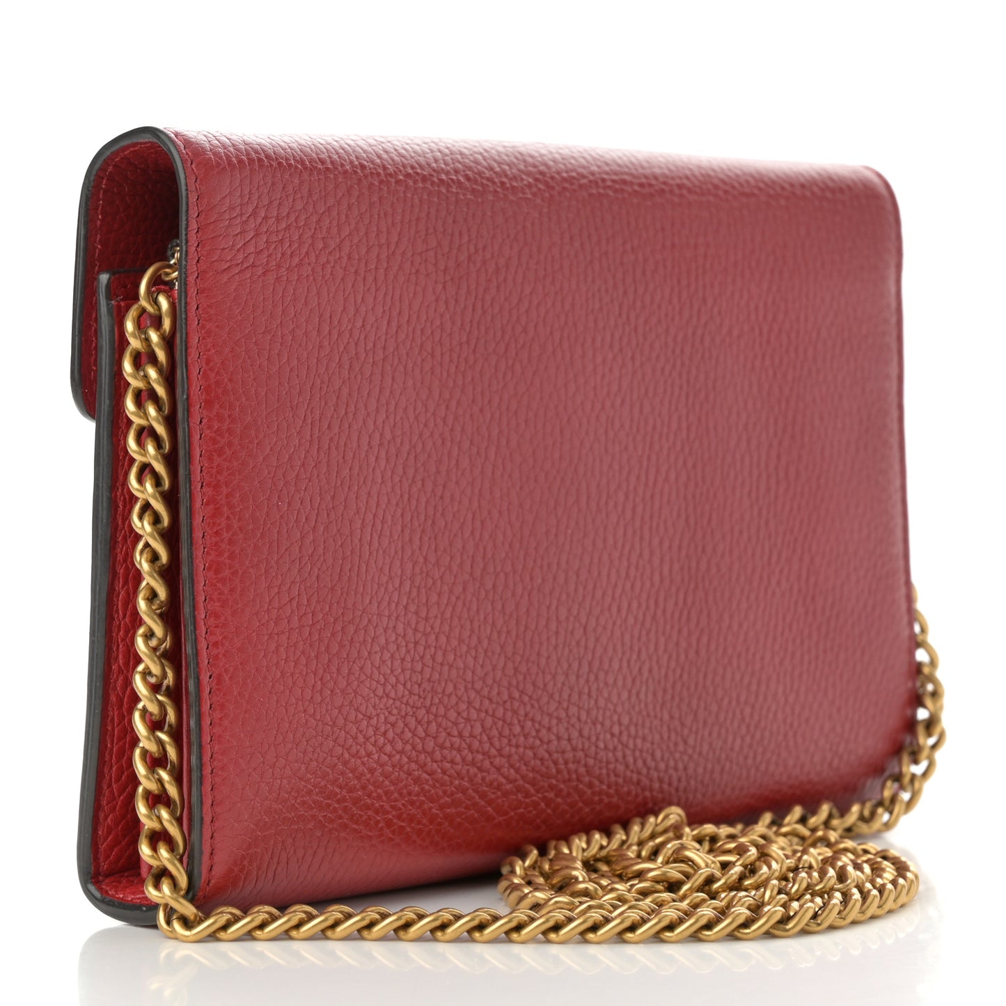 Calfskin GG Marmont Chain Wallet Vulcanic Red