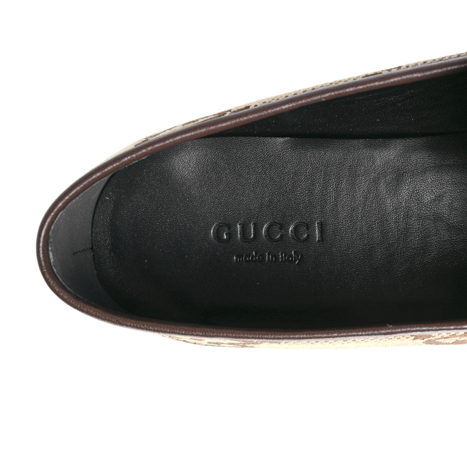 Gucci Monogram Jumbo GG Malaga Kid Horsebit Womens Jordaan Loafers 37 Camel Ebony New Acero Beige 8 of 9
