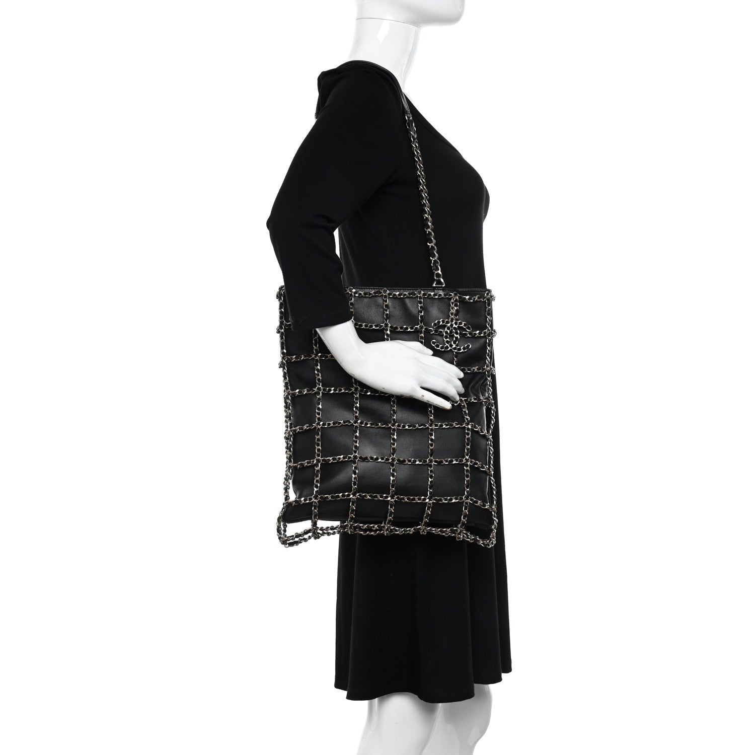 Chanel Lambskin Large Shopping Chain Tote Black 2 of 9