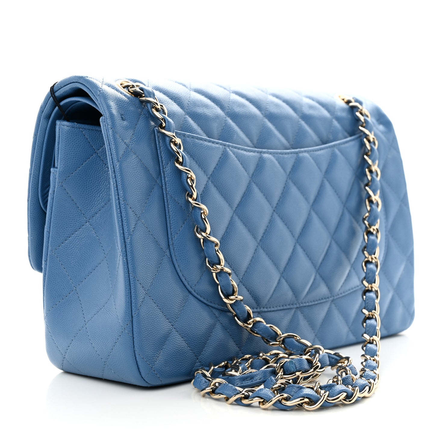 Caviar Quilted Jumbo Double Flap Blue