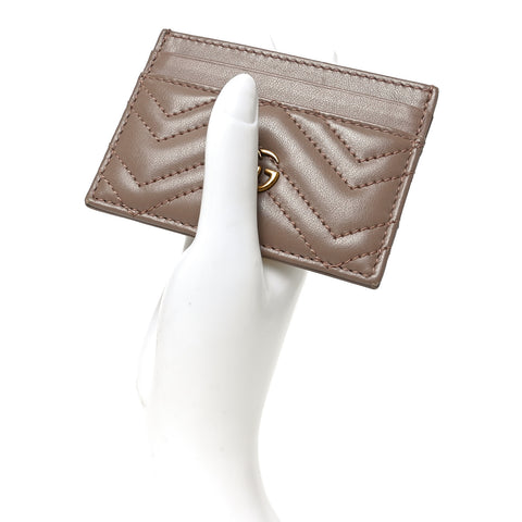 Calfskin Matelasse GG Marmont Card Holder Porcelain Rose