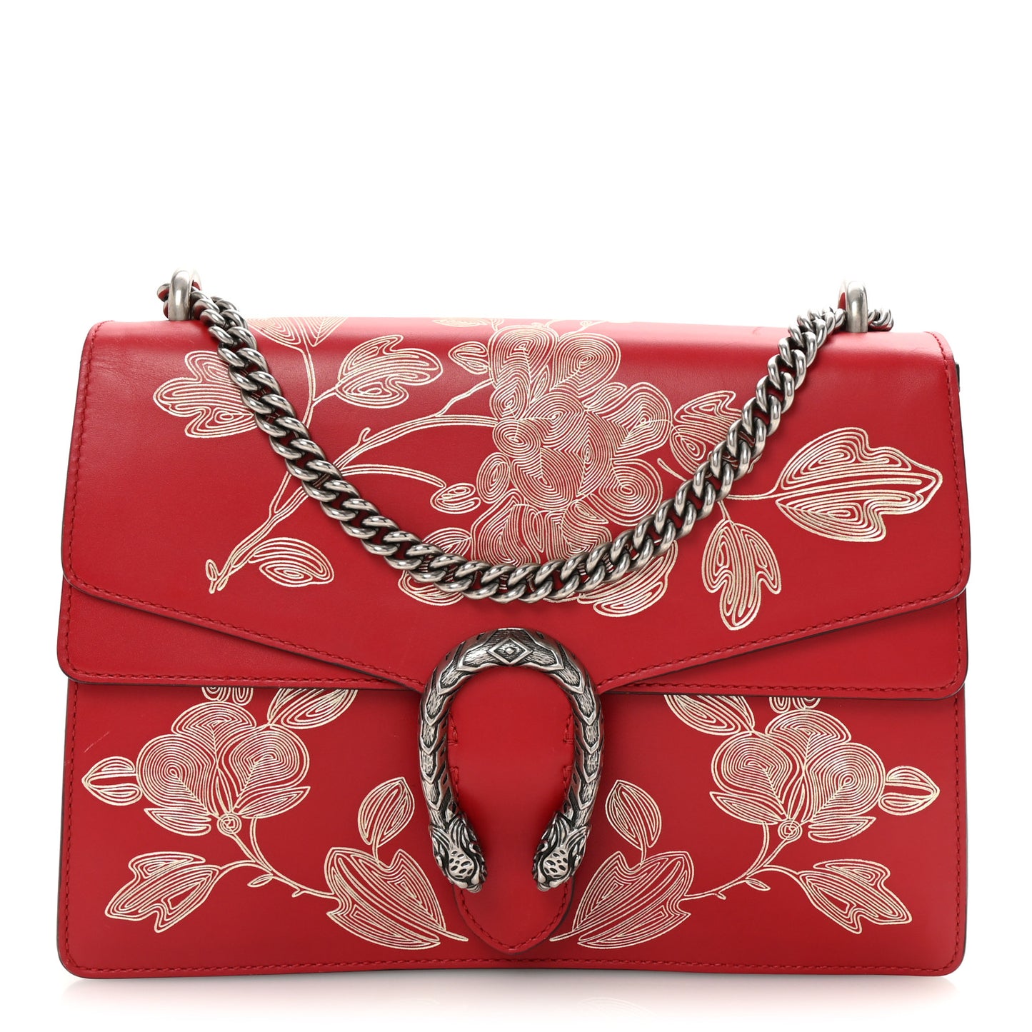 Calfskin Chinese New Year Medium Dionysus Shoulder Bag Hibiscus Red