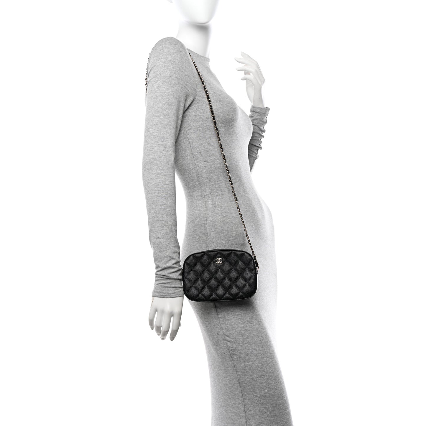 Caviar Quilted Vanity With Chain Black