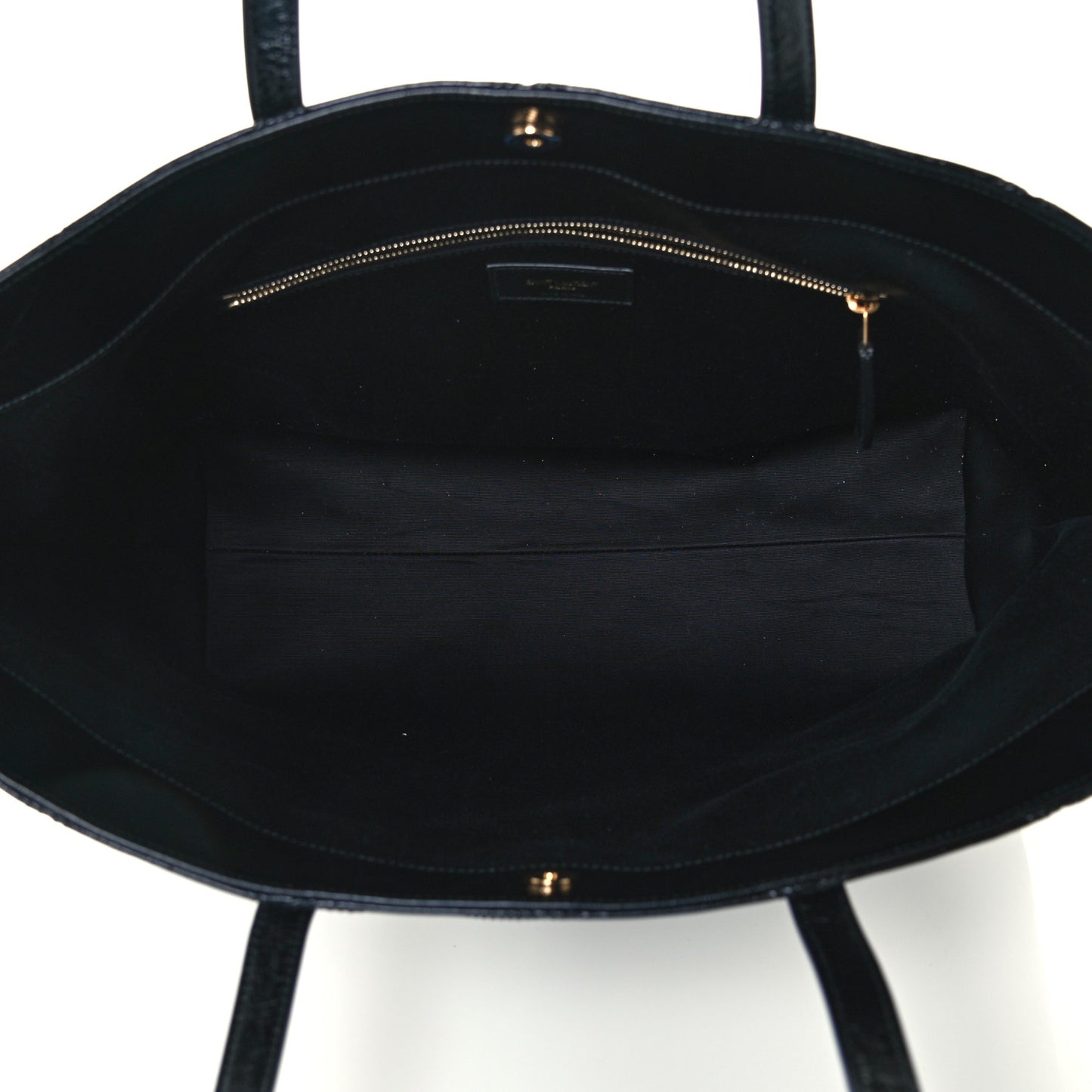 Crinkled Calfskin Quilted East West Shopping Tote Black