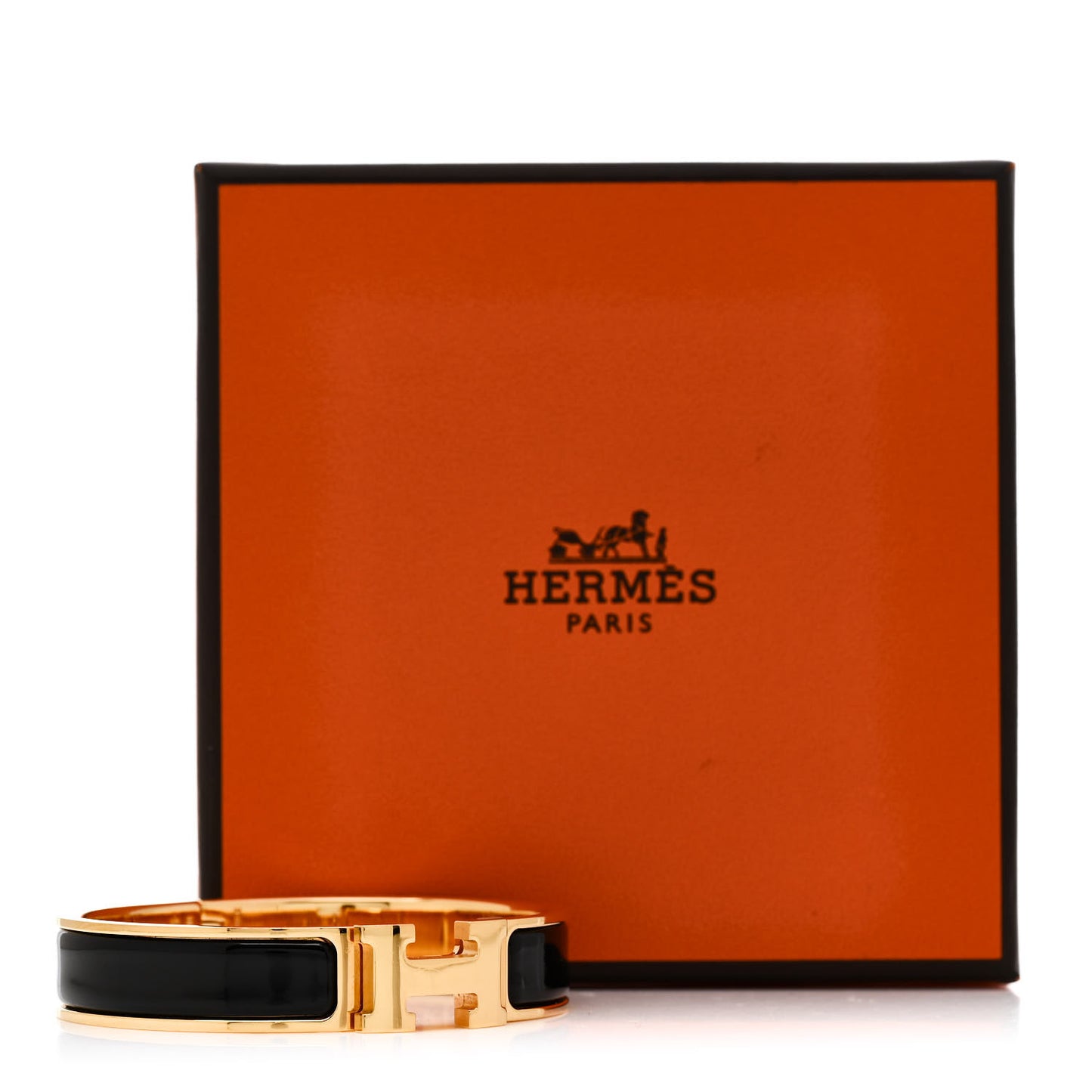 Enamel Narrow Clic Clac H Bracelet PM Black
