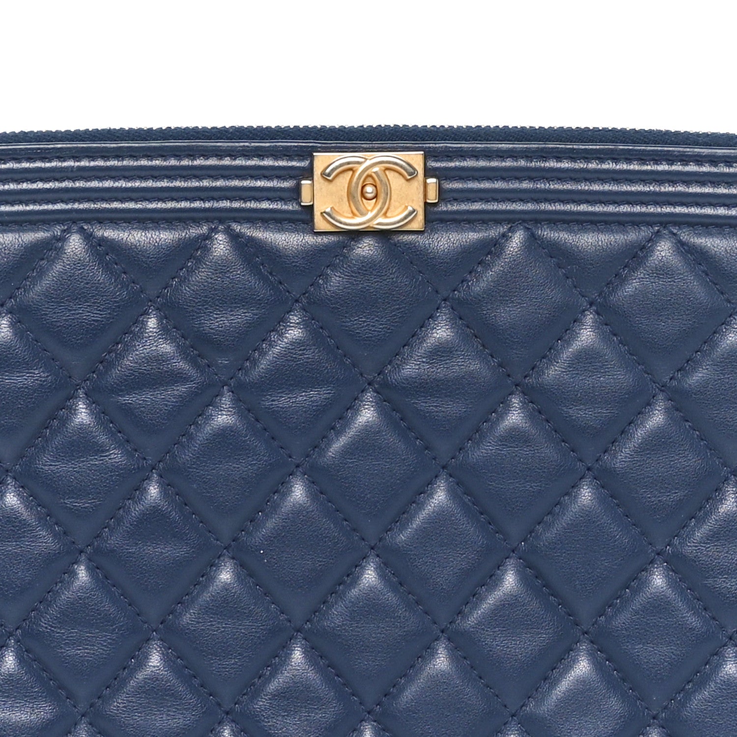 Chanel Lambskin Quilted Medium Boy Cosmetic Case Navy 8 of 10