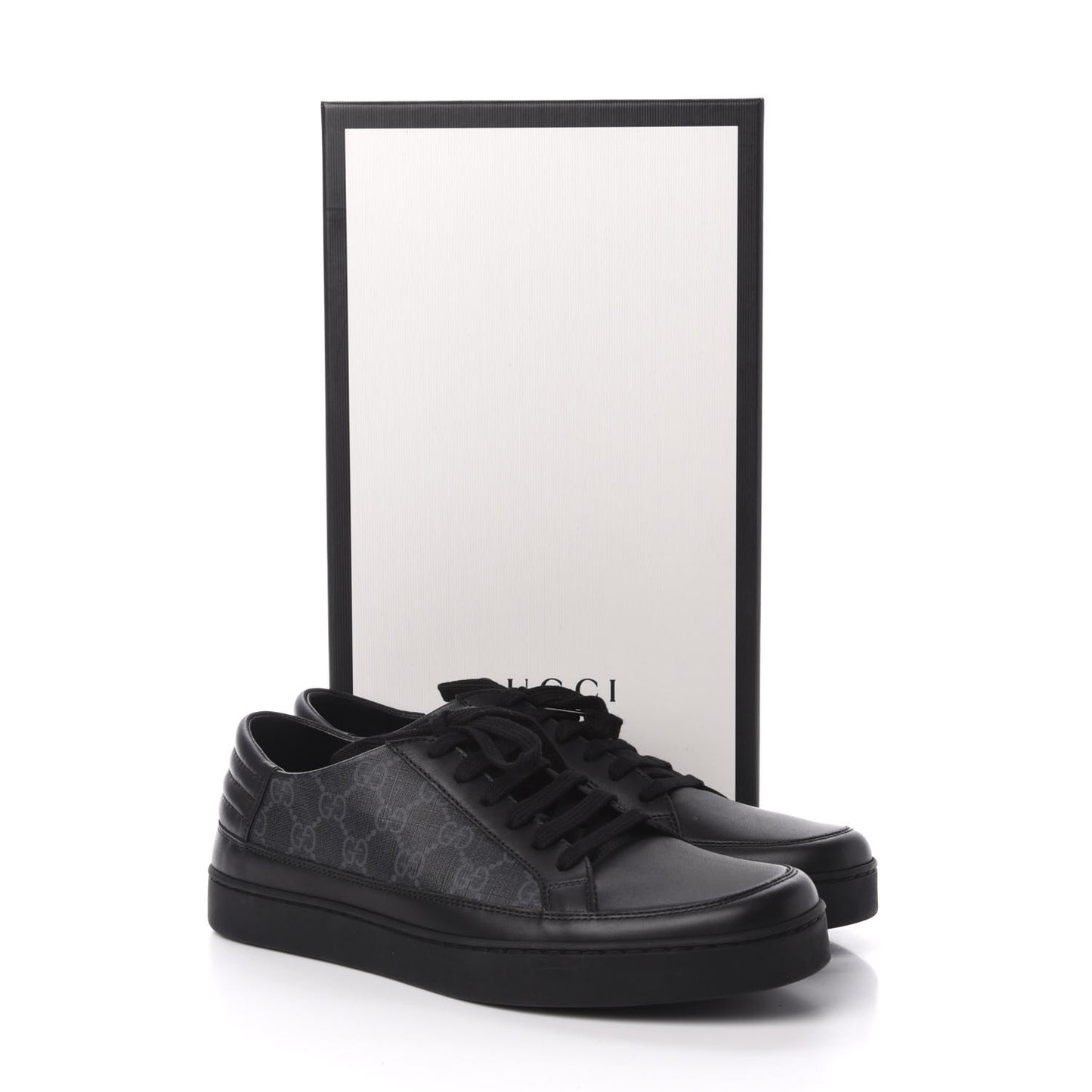 GG Supreme Monogram Mens Low Top Sneakers 9.5 Black