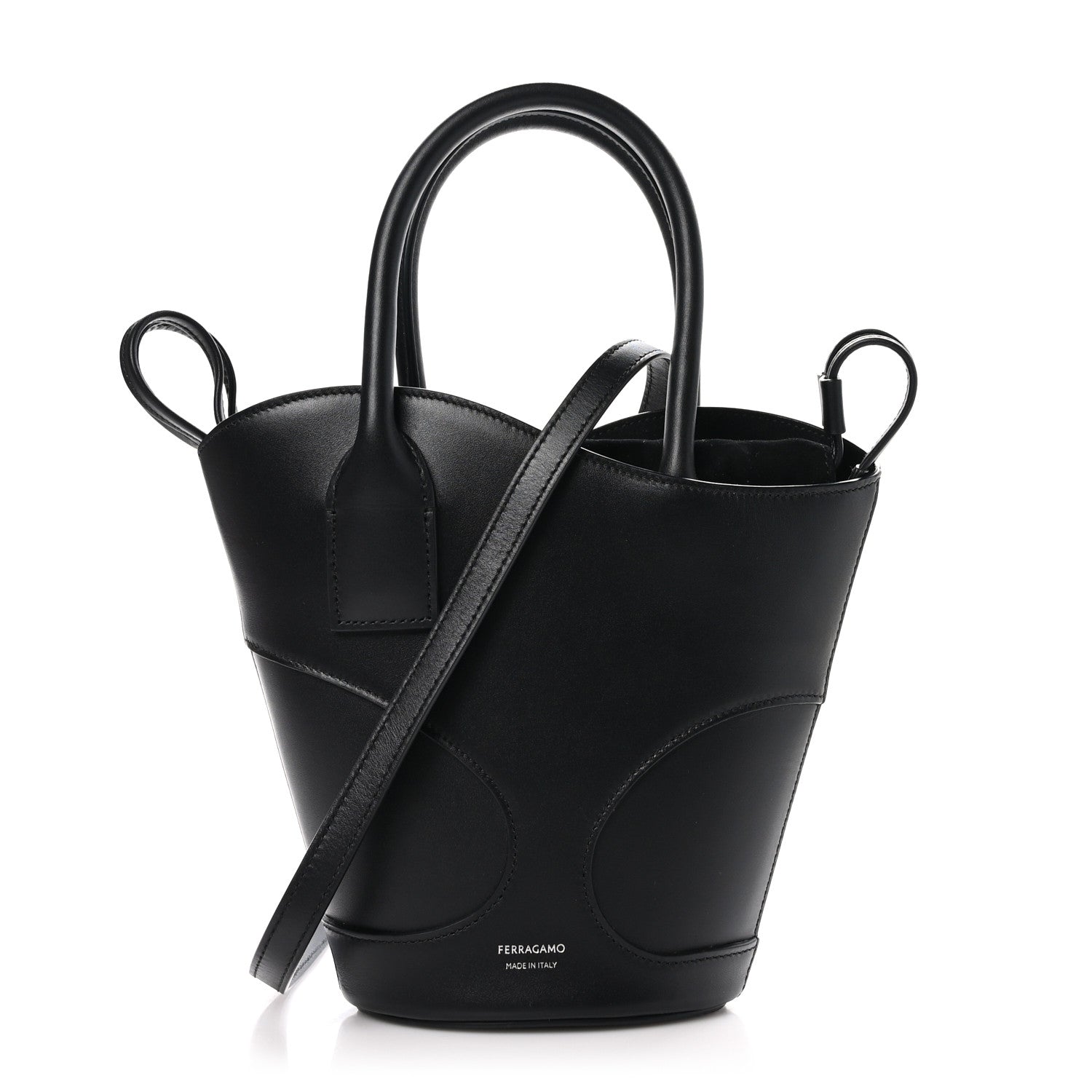 Salvatore Ferragamo Calfskin Cut Out Mini Tote Black 1 of 9
