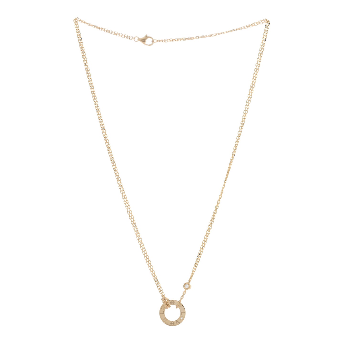 18K Yellow Gold 2 Diamond LOVE Necklace