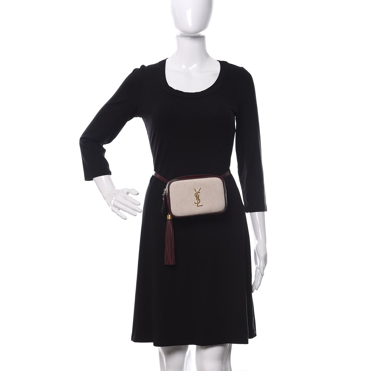 Calfskin Canvas Monogram Lou Belt Bag Natural Dark Legion Red