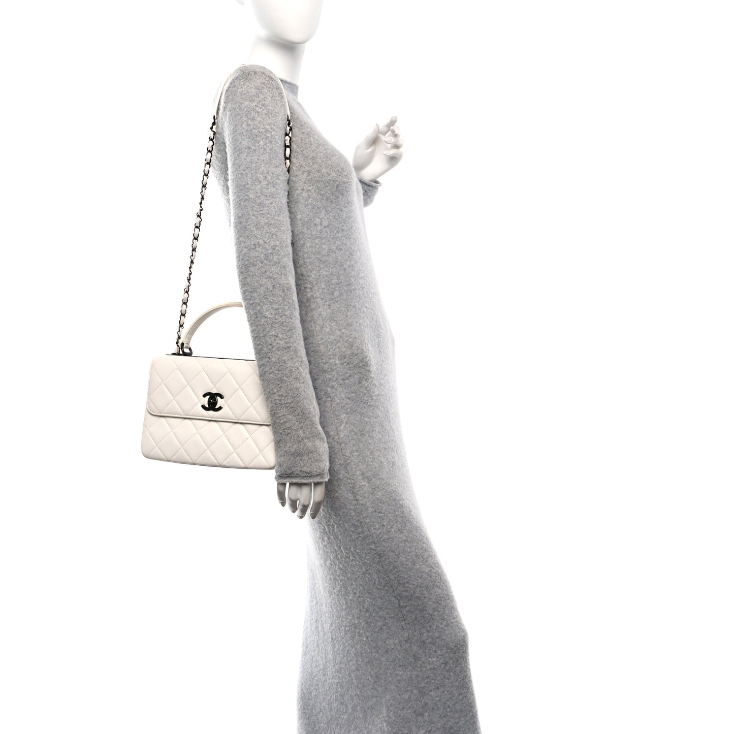 Lambskin Quilted Small Trendy CC Dual Handle Flap Bag White