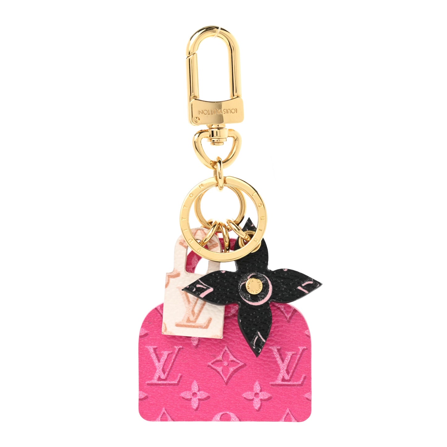 Monogram Alma Bag Charm Key Holder Fuchsia