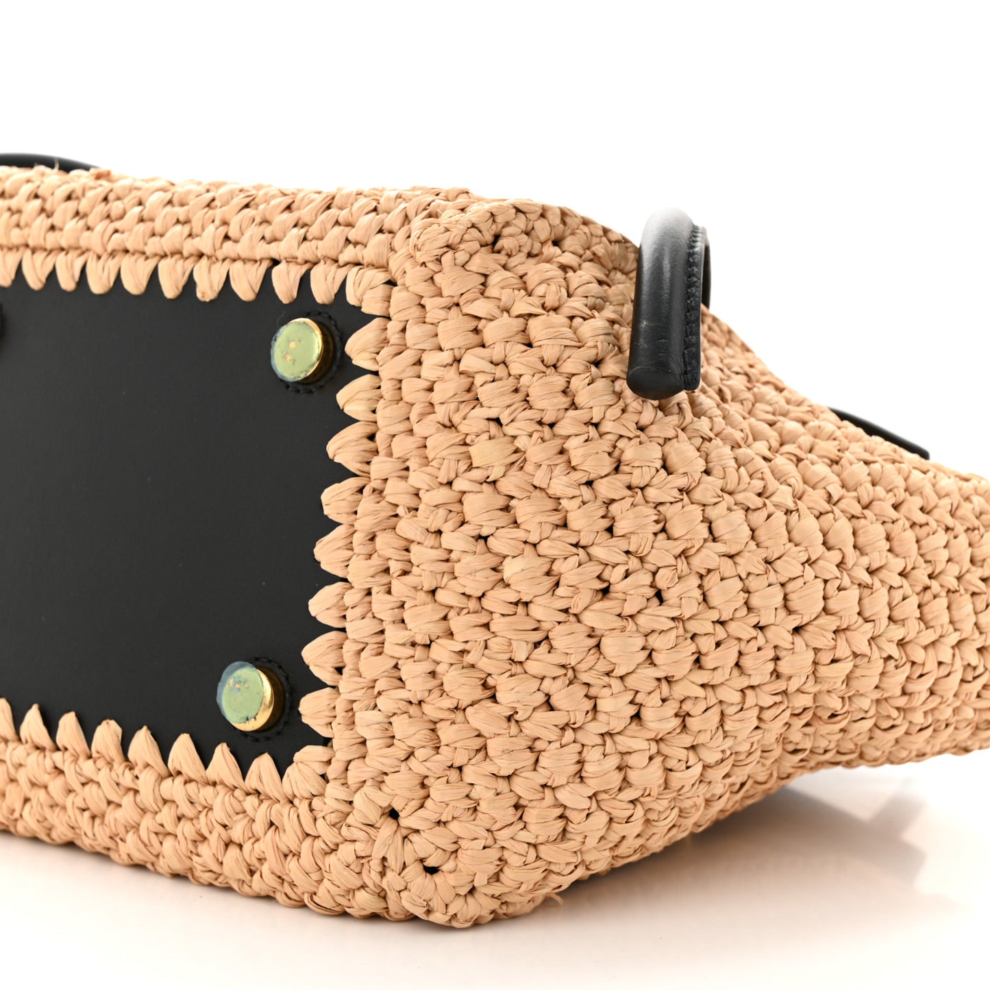 Raffia Calfskin Small Pipe Bag Sand Black