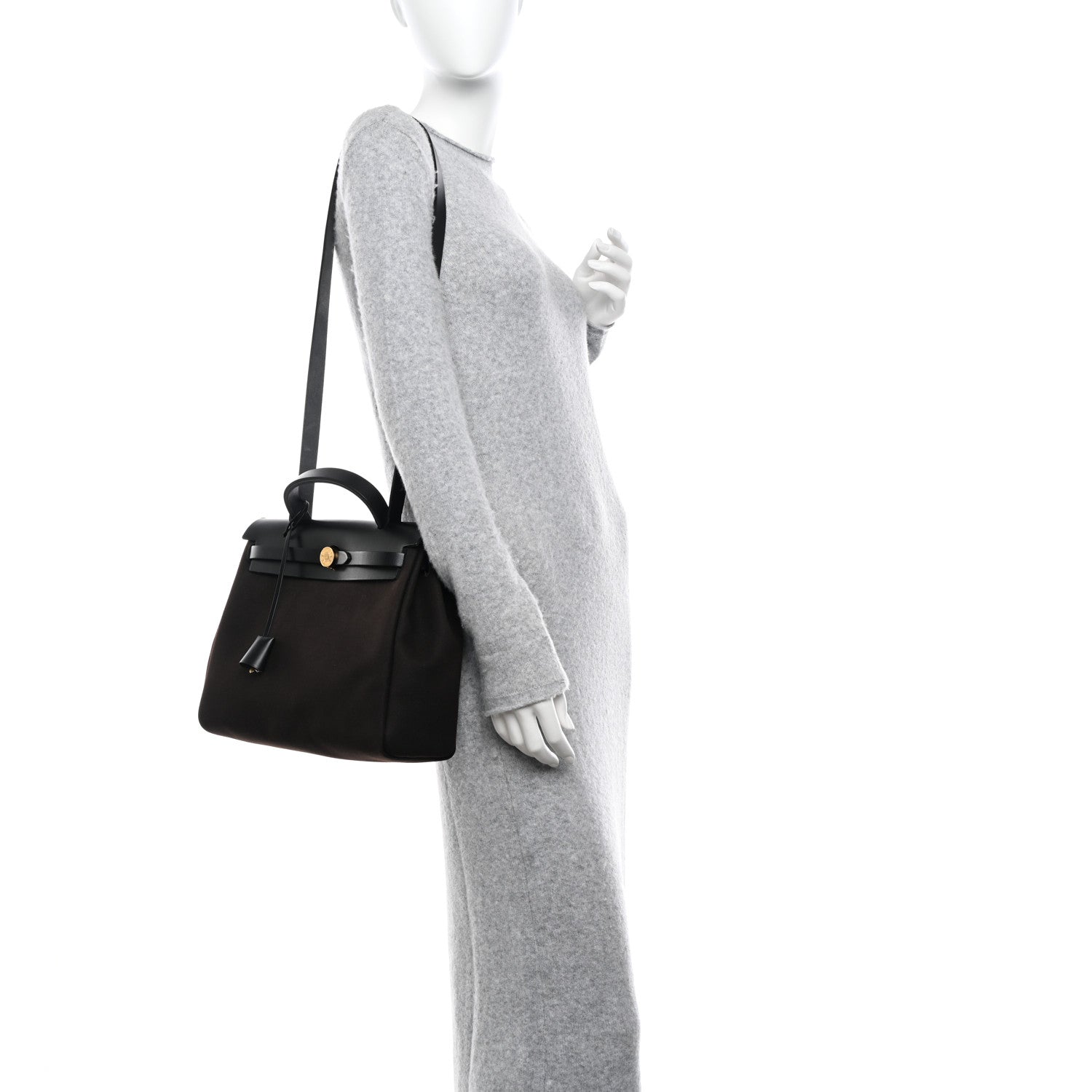 Hermes Military Toile Vache Hunter Herbag Zip Retourne 31 PM Black Ebene 2 of 10