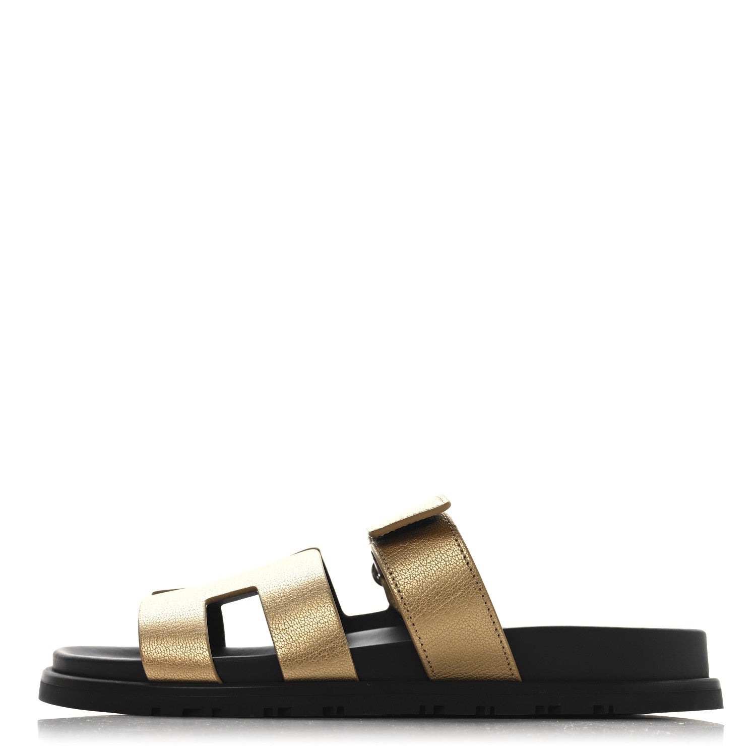 Hermes Metallic Goatskin Womens Chypre Sandals 37 Dore 1 of 10