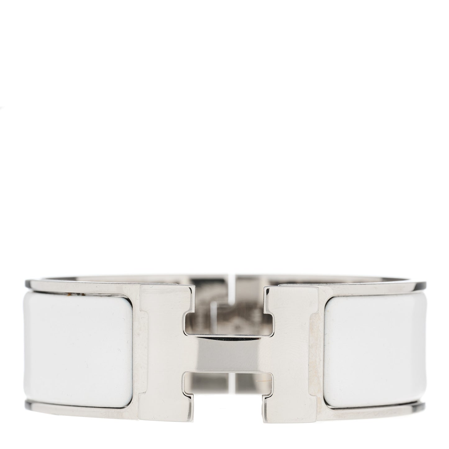 Enamel Wide Clic Clac H Bracelet GM White