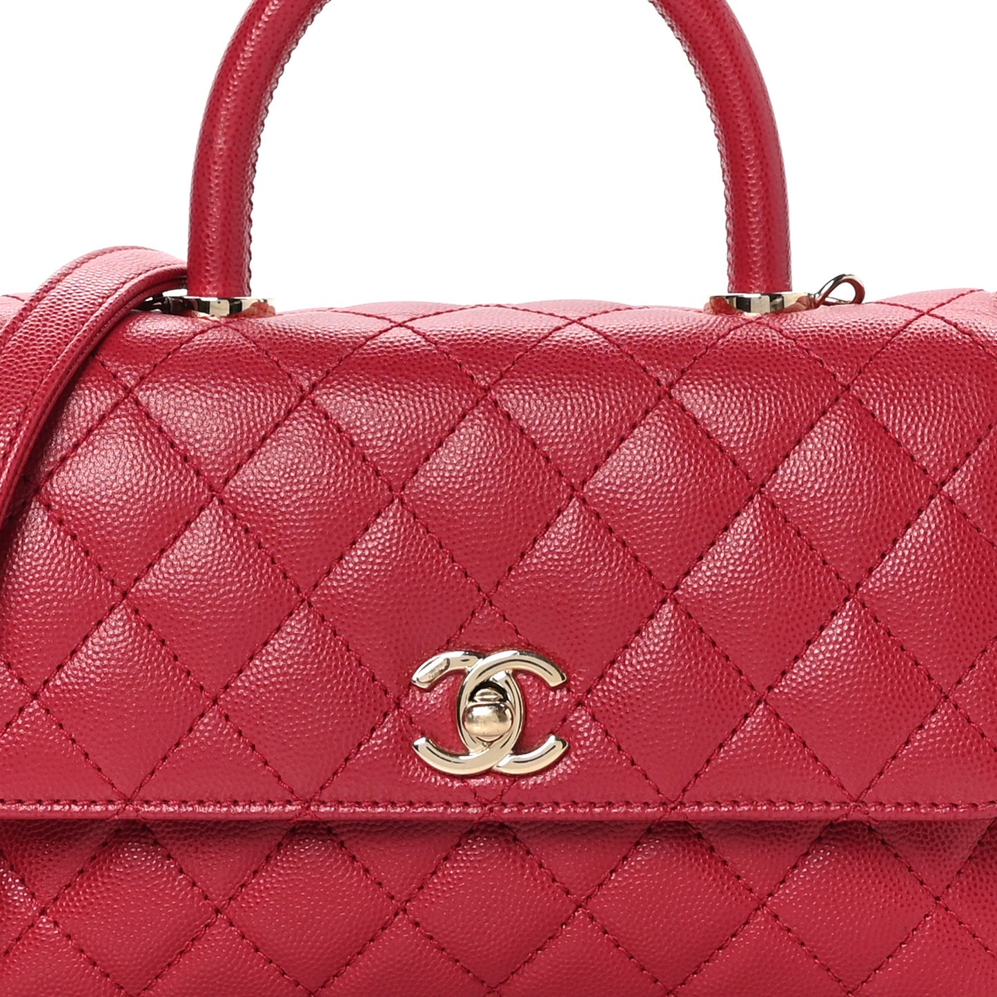 Caviar Quilted Mini Coco Handle Flap Red