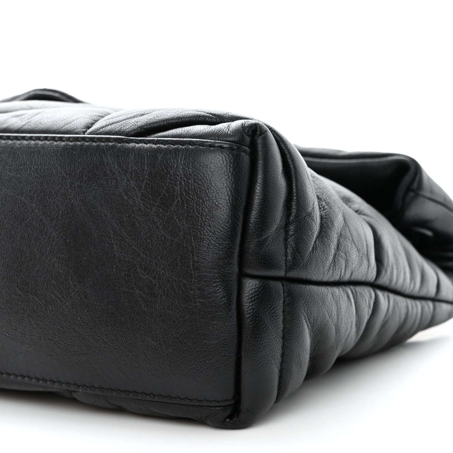 Lambskin Quilted Monogram Monochrome Small Loulou Puffer Chain Satchel Black