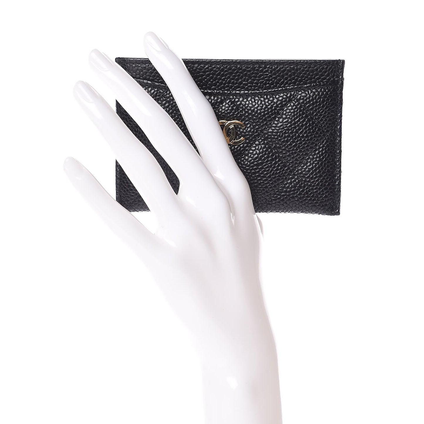 Caviar Quilted Card Holder Black