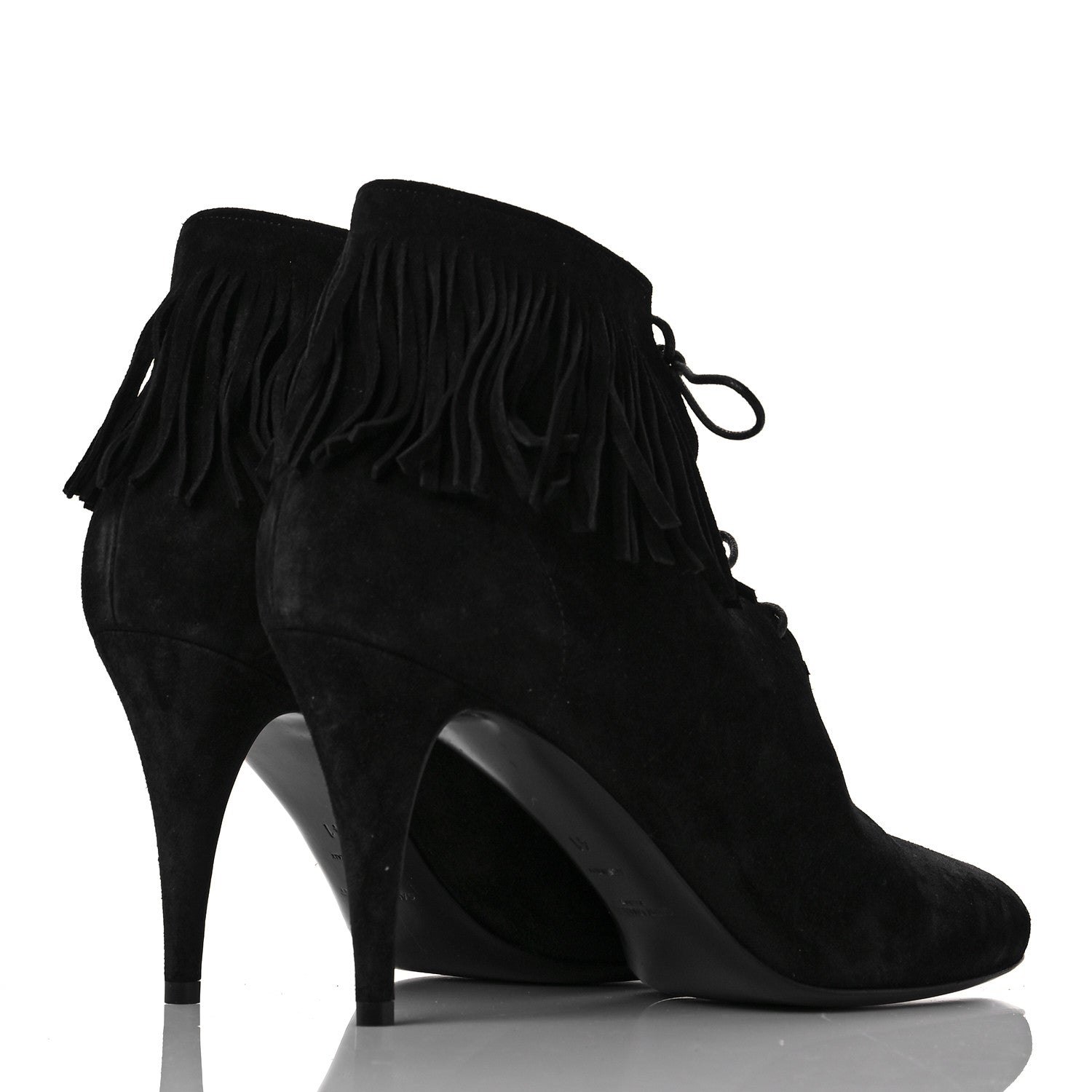 Saint Laurent Suede Fringe Babies Ankle Boots 41 Black 4 of 9