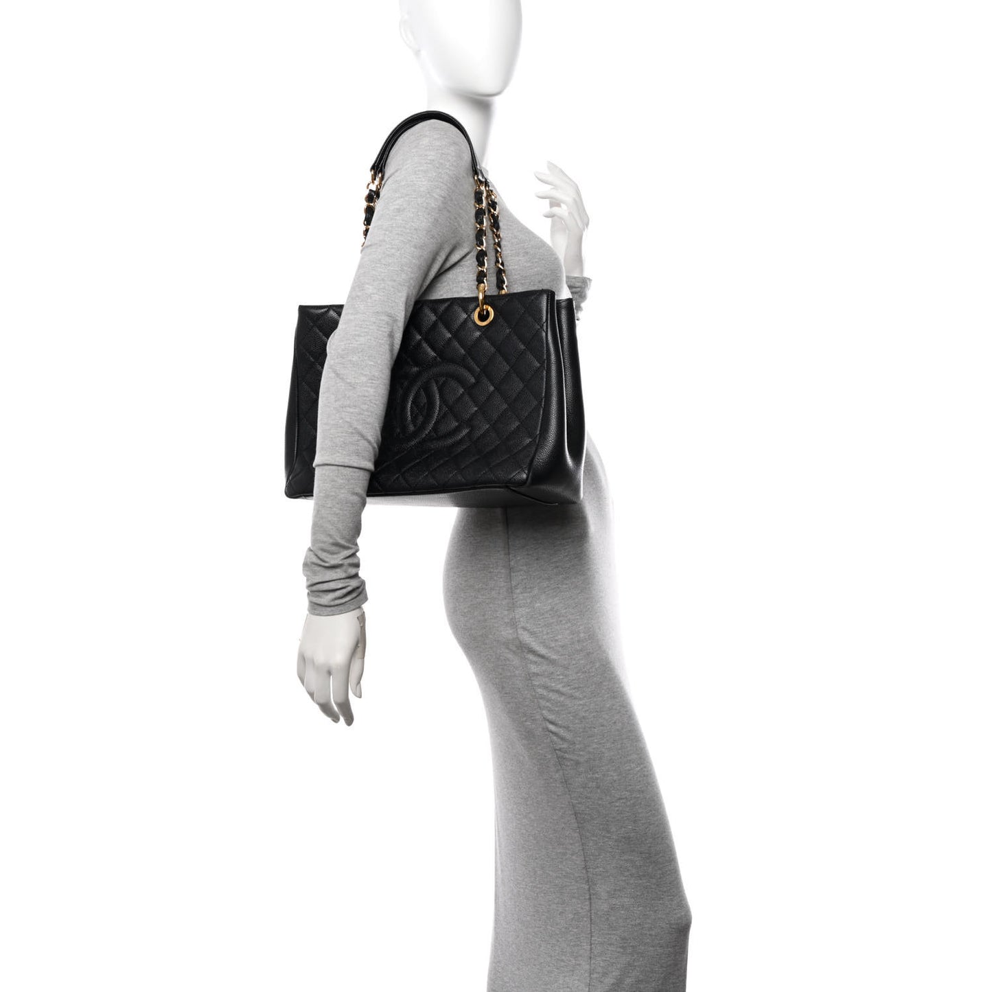 Caviar Quilted Grand Shopping Tote GST Black