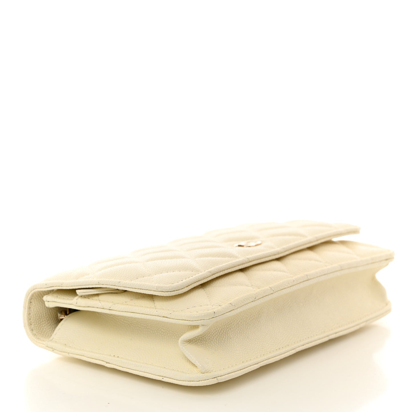 Caviar Quilted Wallet on Chain WOC White