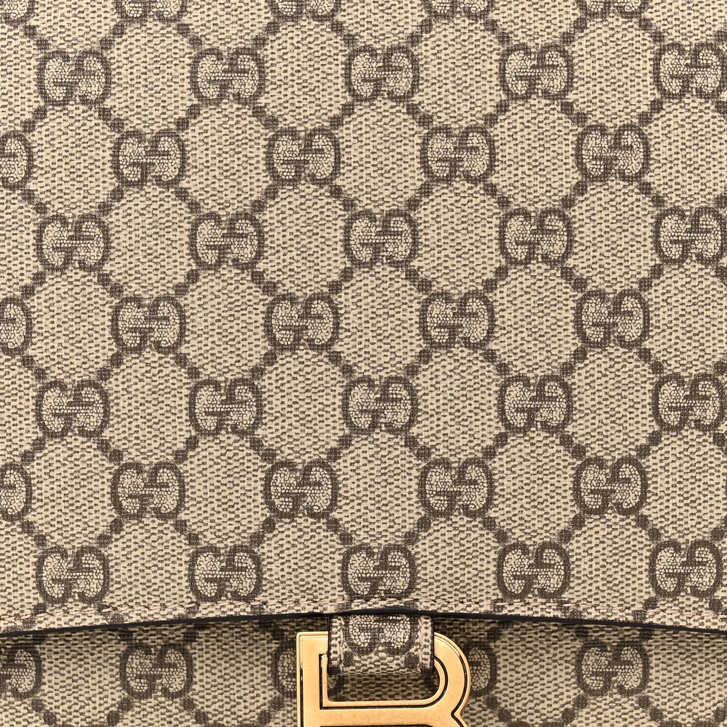 X GUCCI GG Supreme Monogram Medium Hourglass Top Handle Bag Beige Ebony