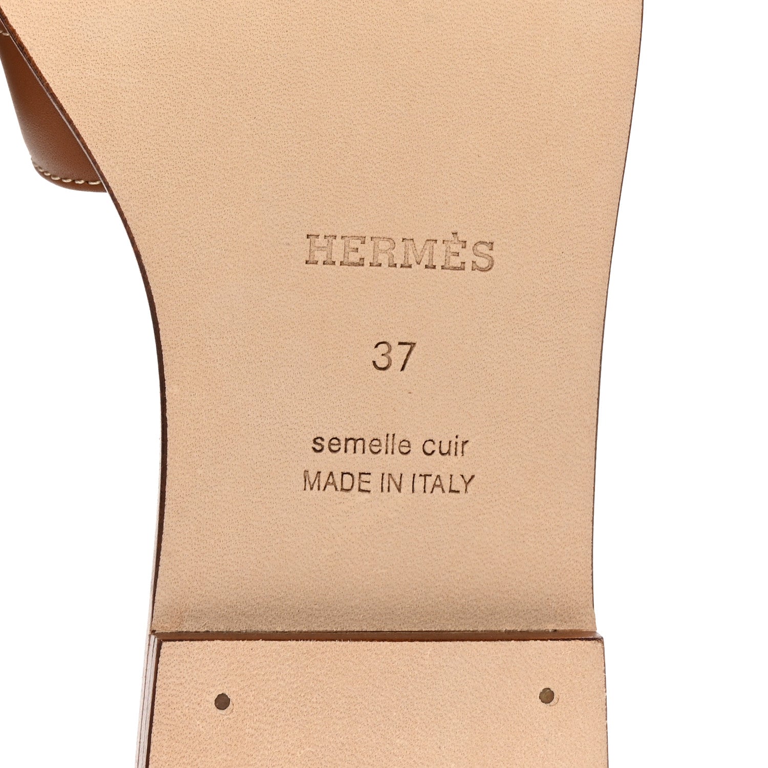 Hermes Box Calfskin Oran Sandals 37 Gold 7 of 9