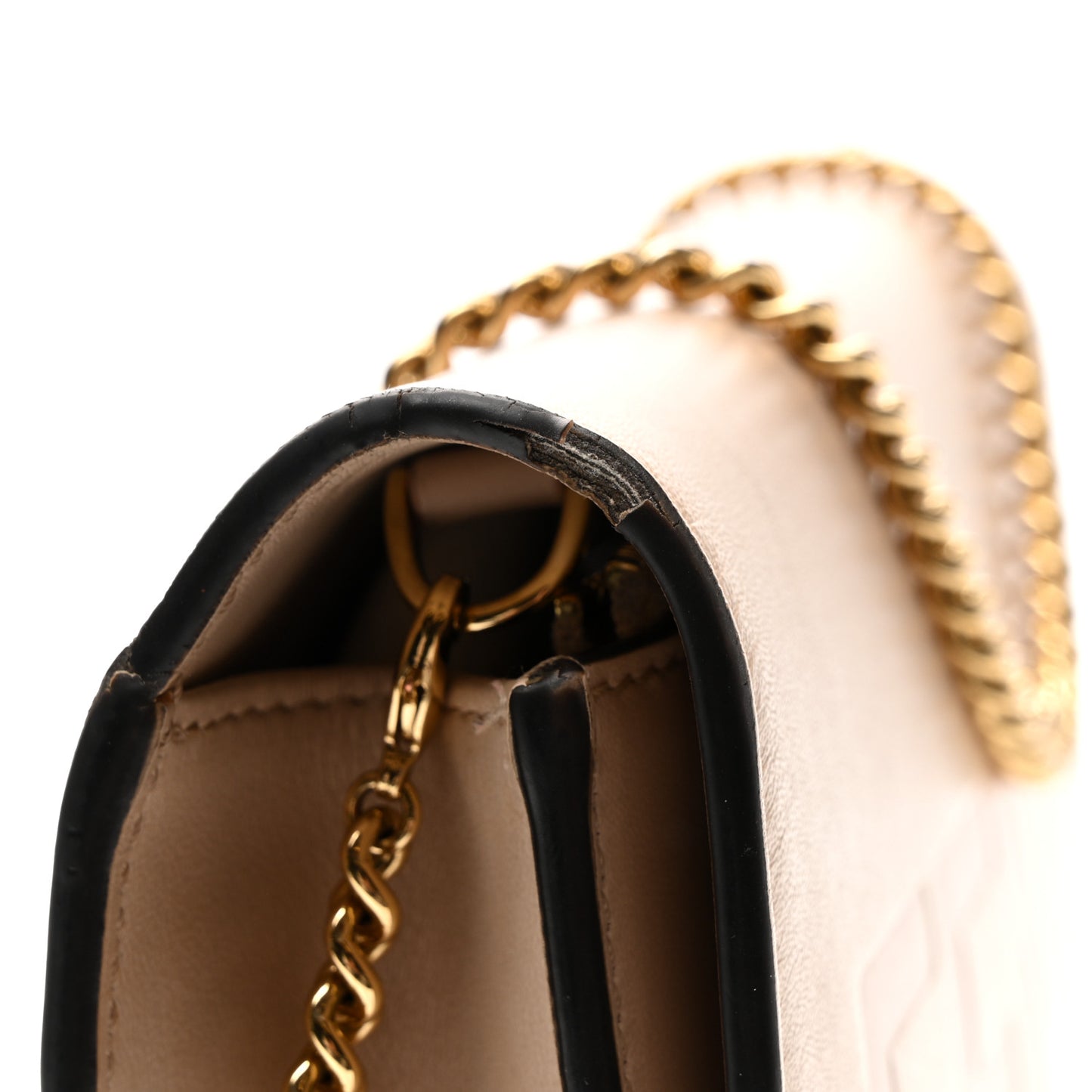 Vitello King Tamponato Logo Embossed Medium Wallet On Chain Poudre
