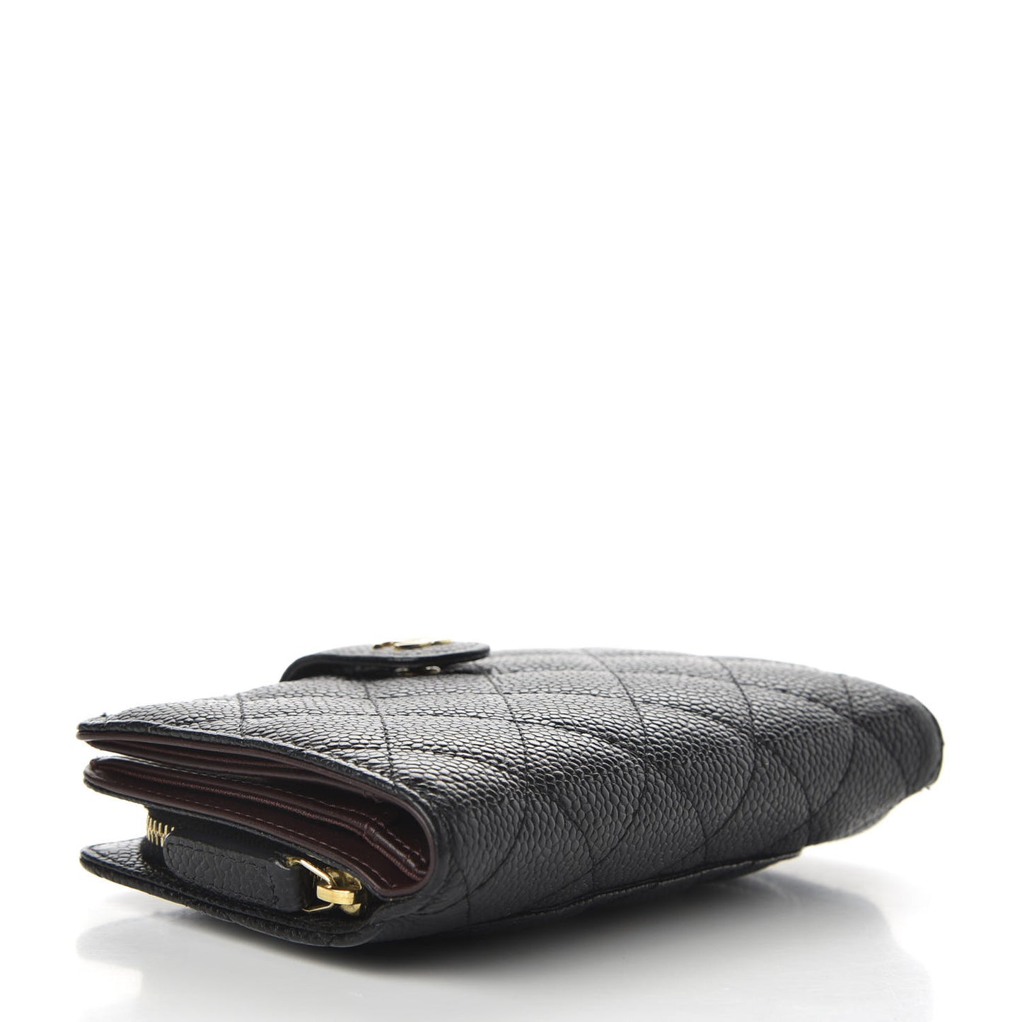 Caviar Quilted Zipped Pocket Wallet Black