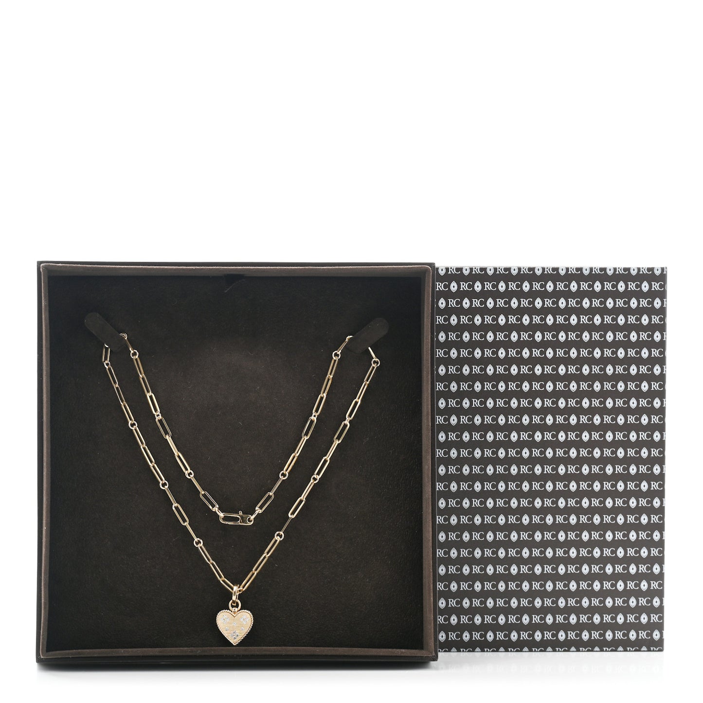 18K Yellow Gold Diamond Venetian Princess Heart Medallion Charm Necklace