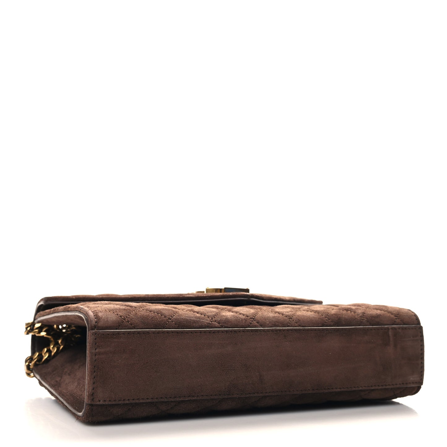Suede Mixed Matelasse Triquilt Medium Monogram Envelope Satchel Bark Brown