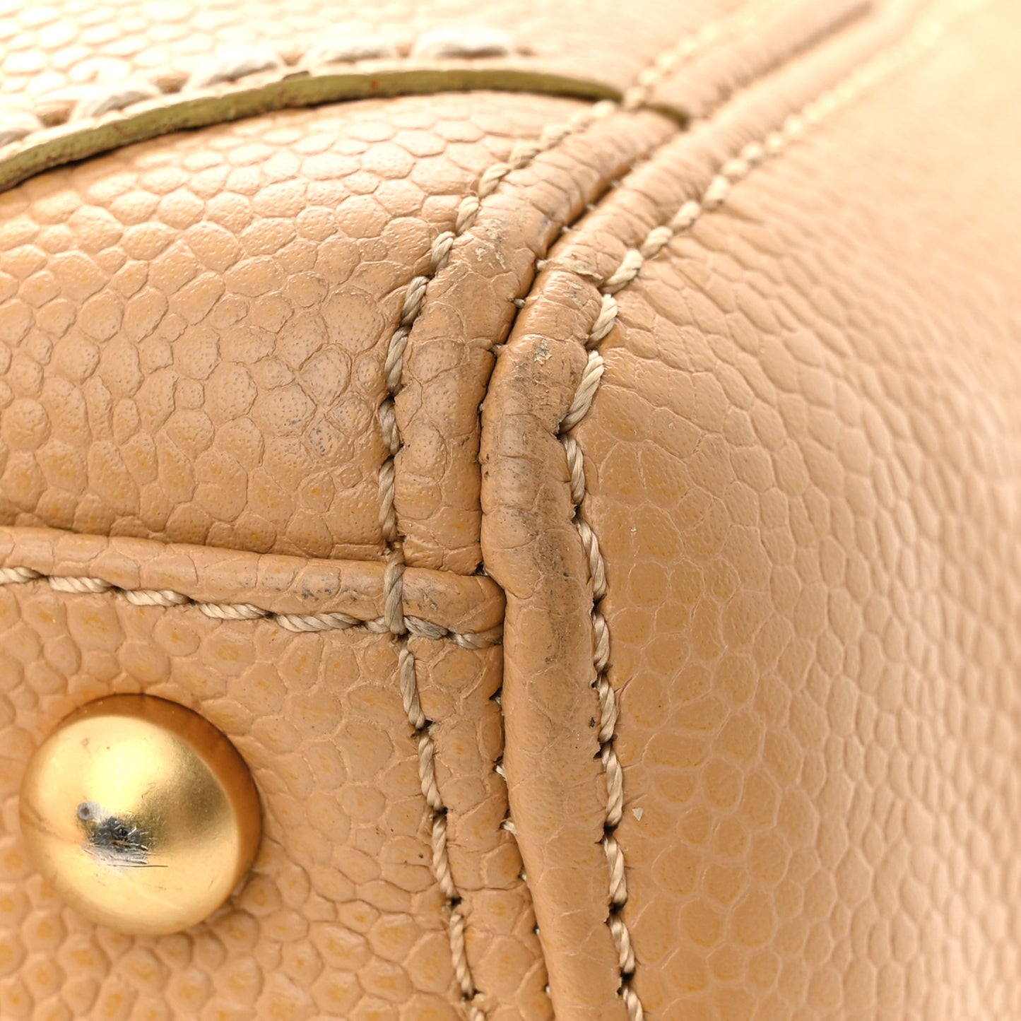 Caviar CC Stitched Medium Tote Beige