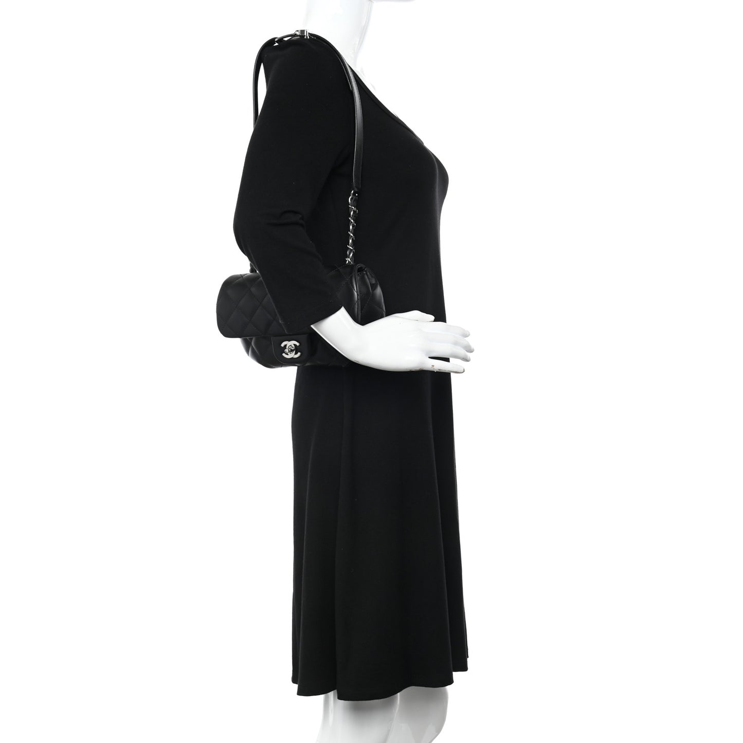 Calfskin Quilted CC Uniform Flap Belt Bag Black