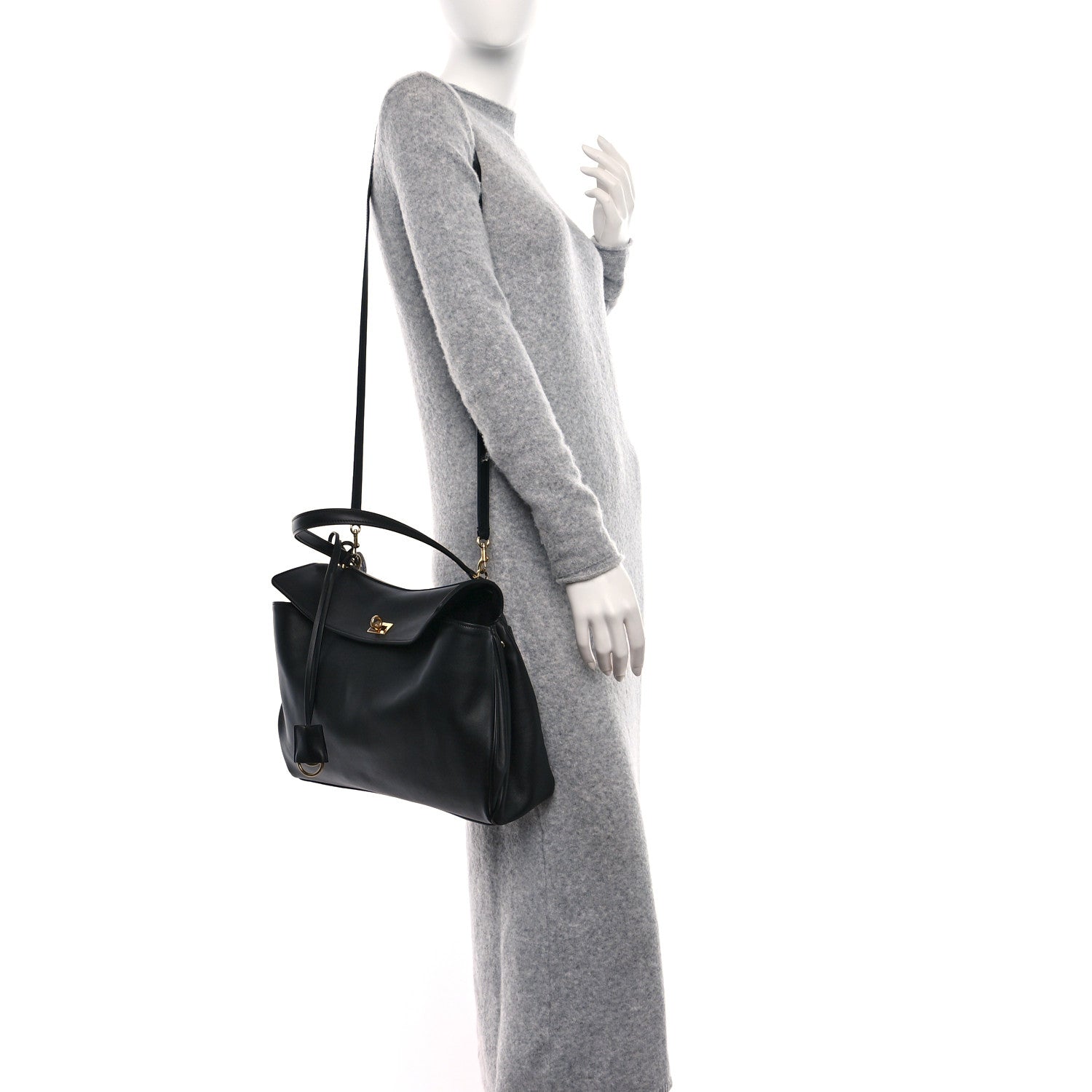 Balenciaga Natural Smooth Calfskin Medium Rodeo Top Handle Handbag Black 2 of 9