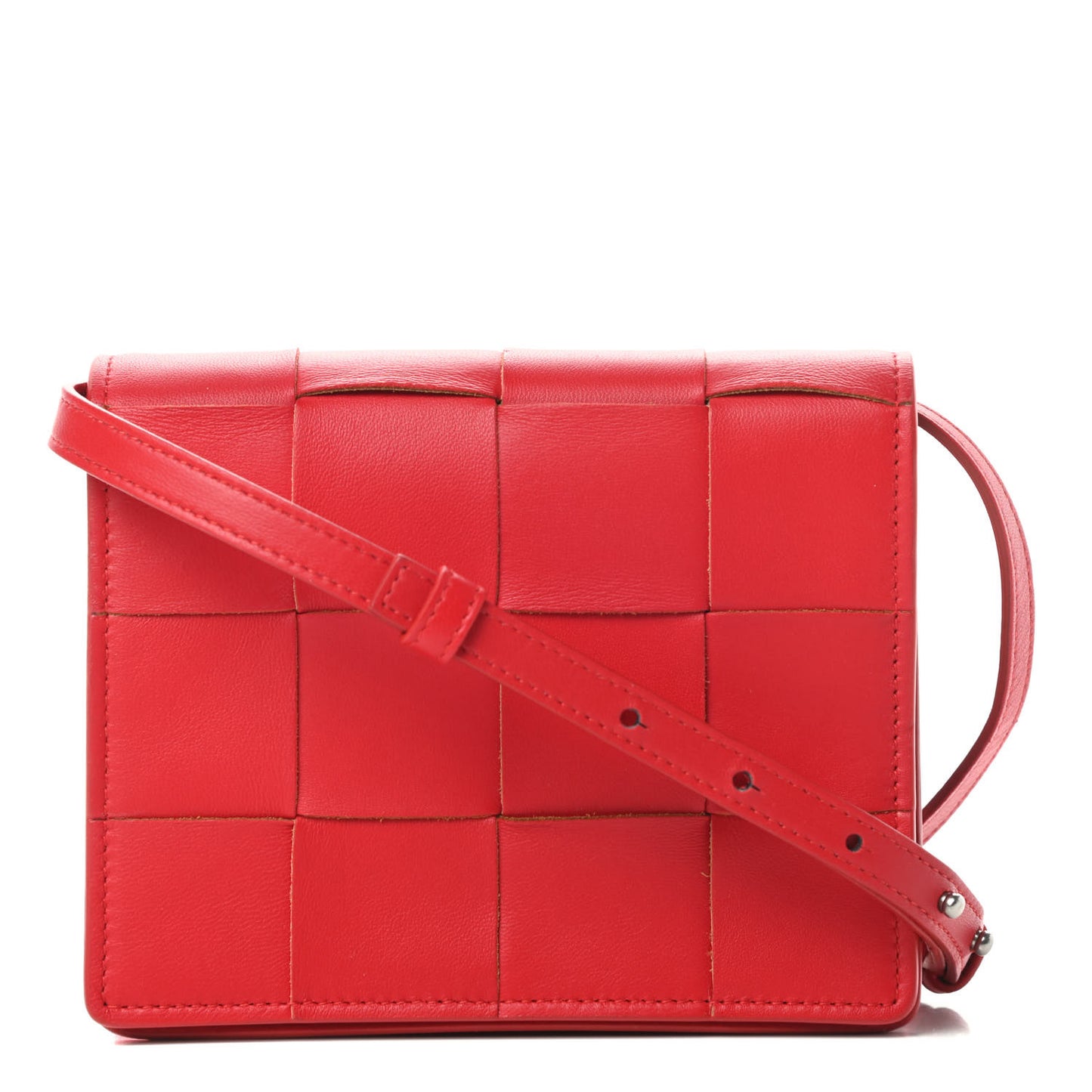 Lambskin Maxi Intrecciato Mini Cassette Crossbody Bag Bright Red
