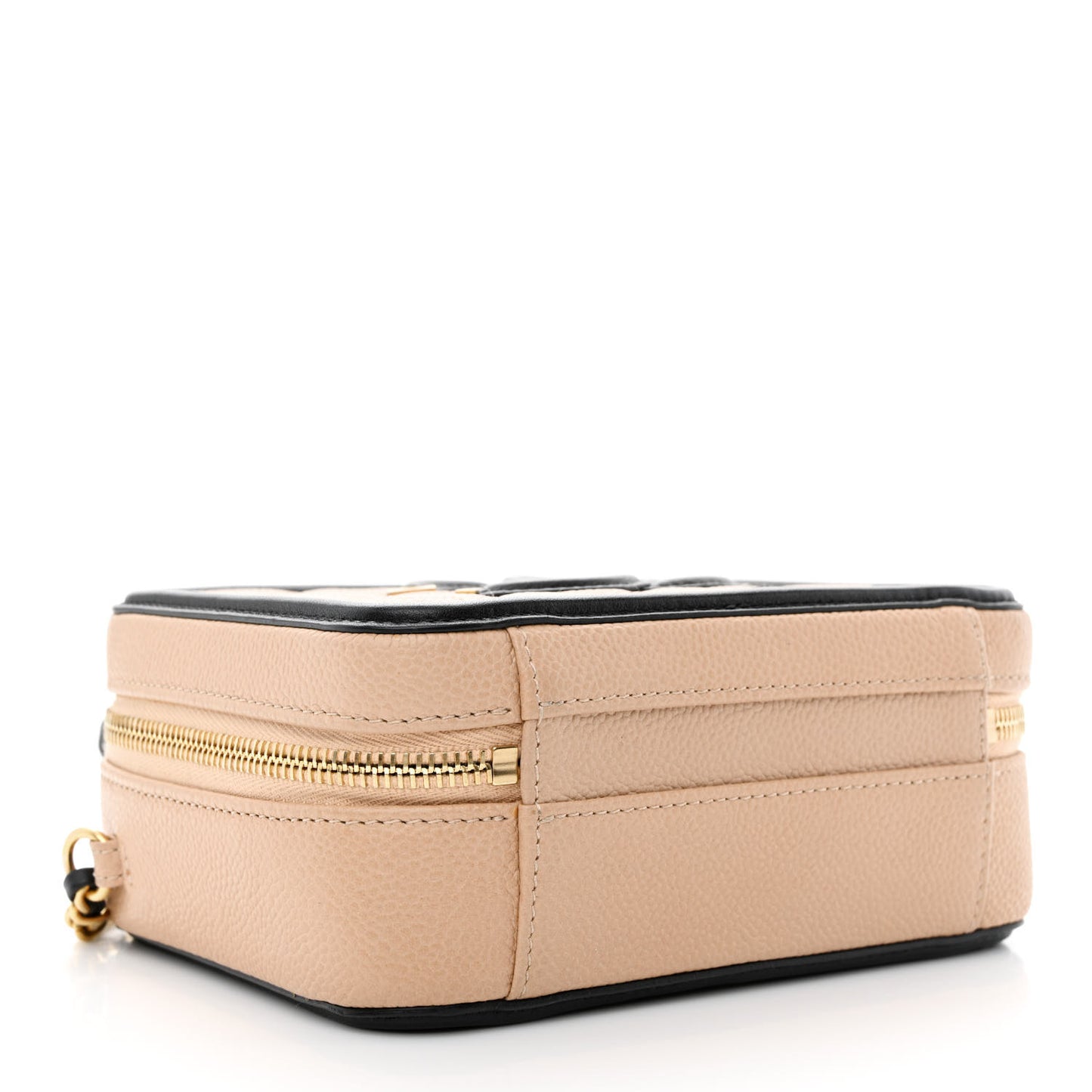 Caviar Quilted Small CC Filigree Vanity Case Beige Black