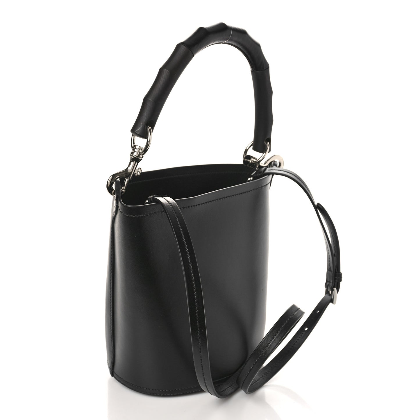 City Calfskin Tambour Bucket Bag Black