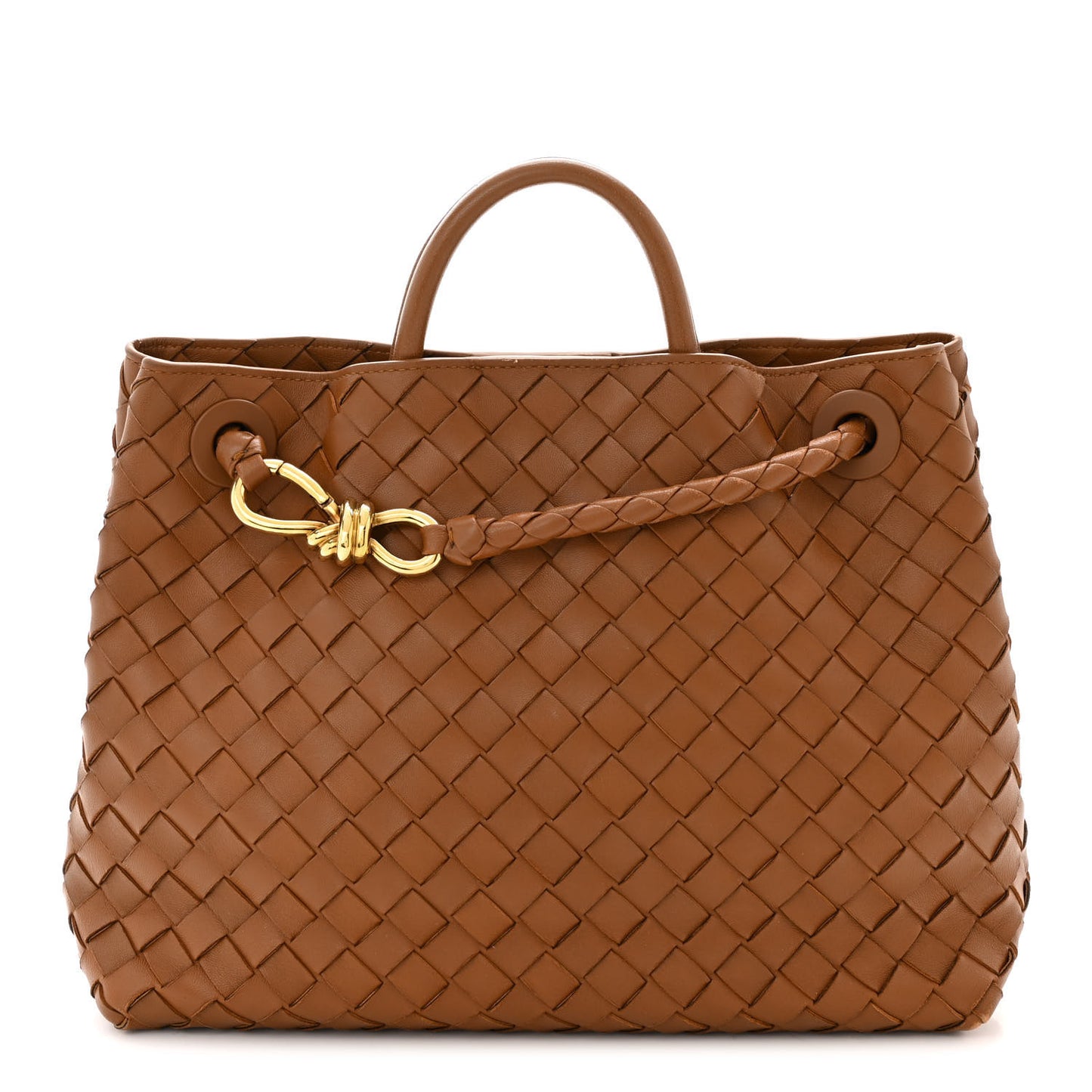 Nappa Intrecciato Medium Andiamo Shoulder Bag Cognac