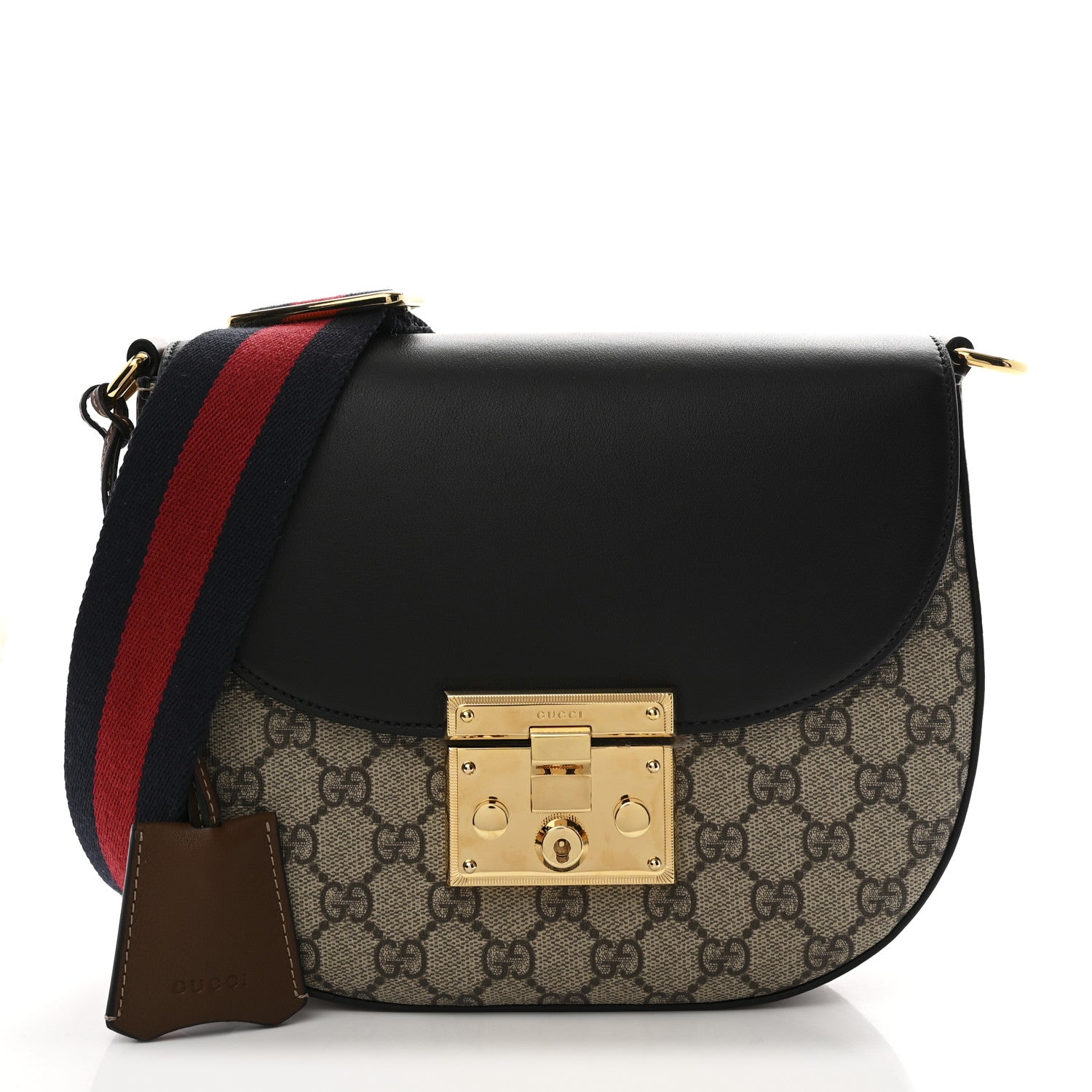 Gucci GG Supreme Monogram Web Medium Padlock Messenger Shoulder