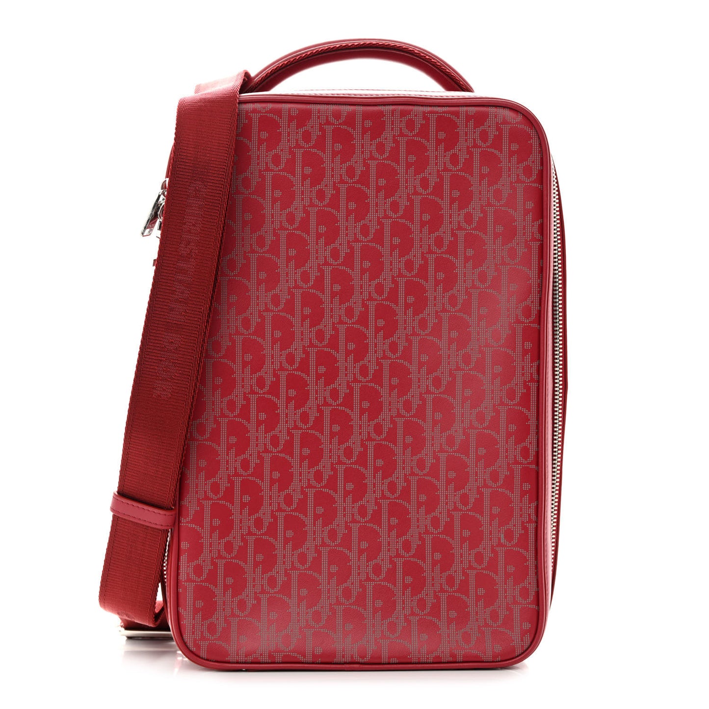 Calfskin Oblique Galaxy Perforated Marsupio World Tour Pelle Sling Red White
