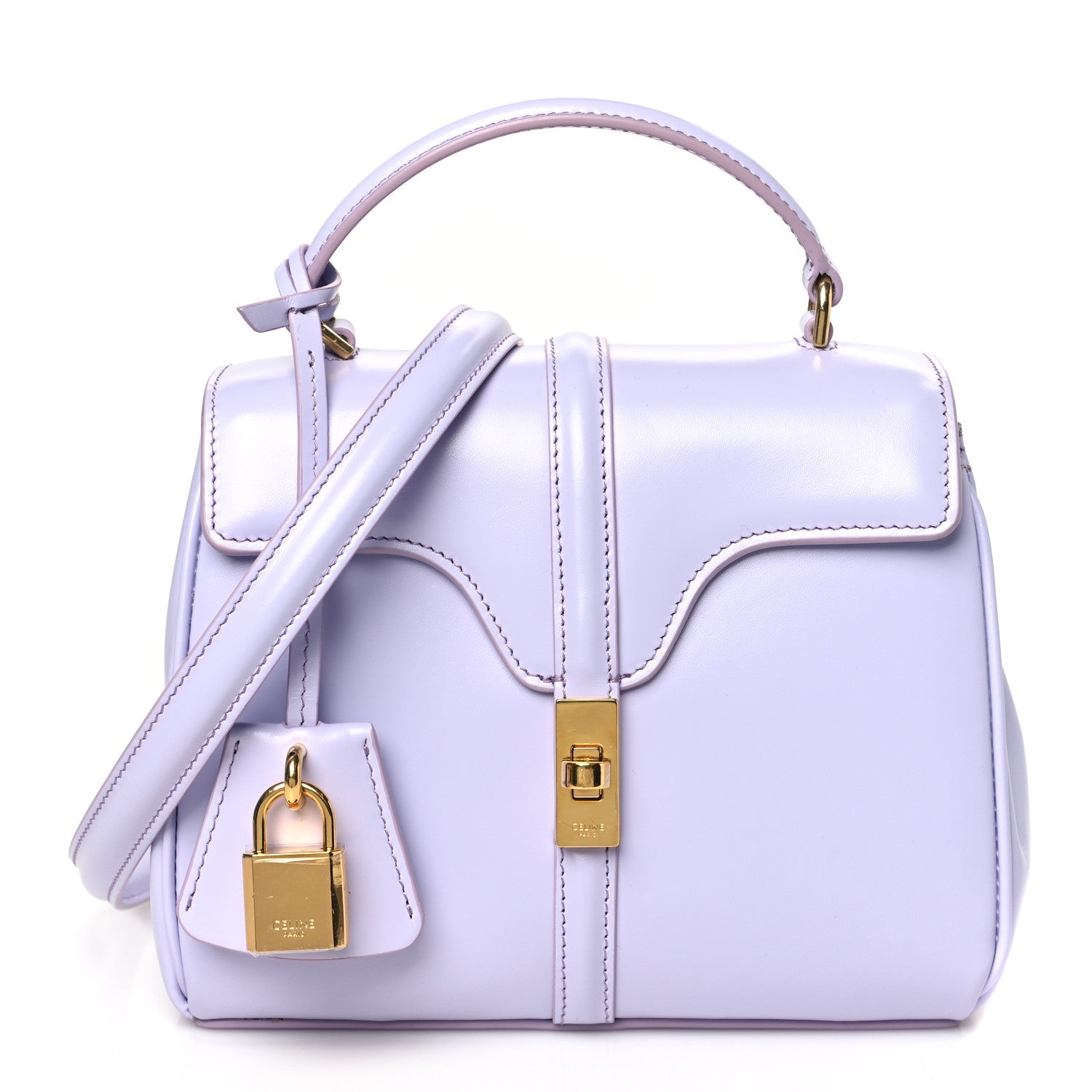 Celine Satinated Calfskin Mini 16 Top Handle Bag Light Lilac