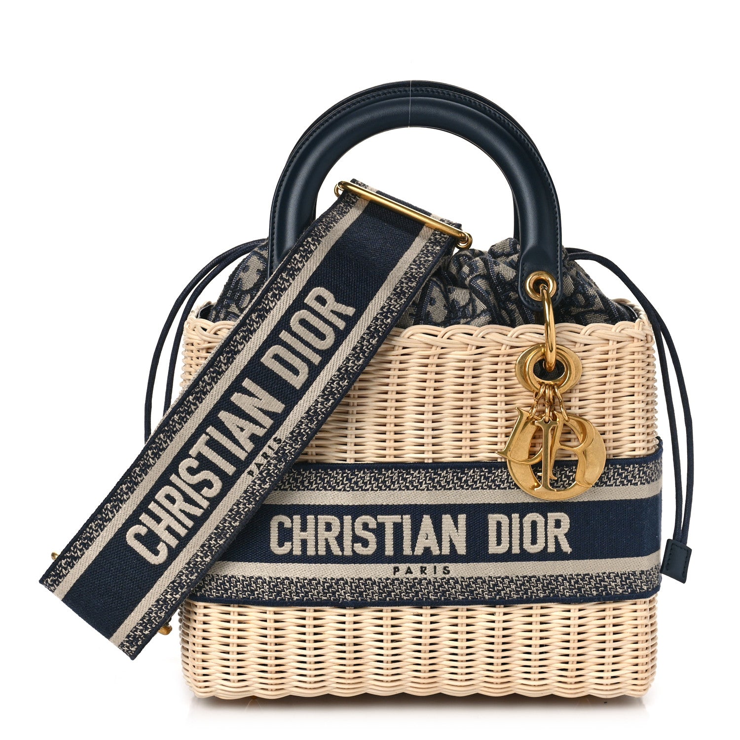 Christian Dior ウィッカーバッグ　ミディアムサイズ Christian Dior Wicker Oblique Medium Lady Dior Bag Blue 1256898