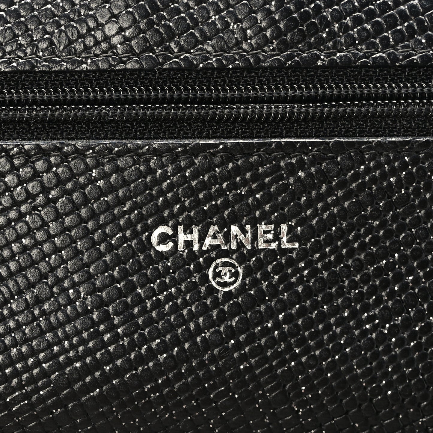 Glitter Calfskin Quilted Wallet on Chain WOC Black